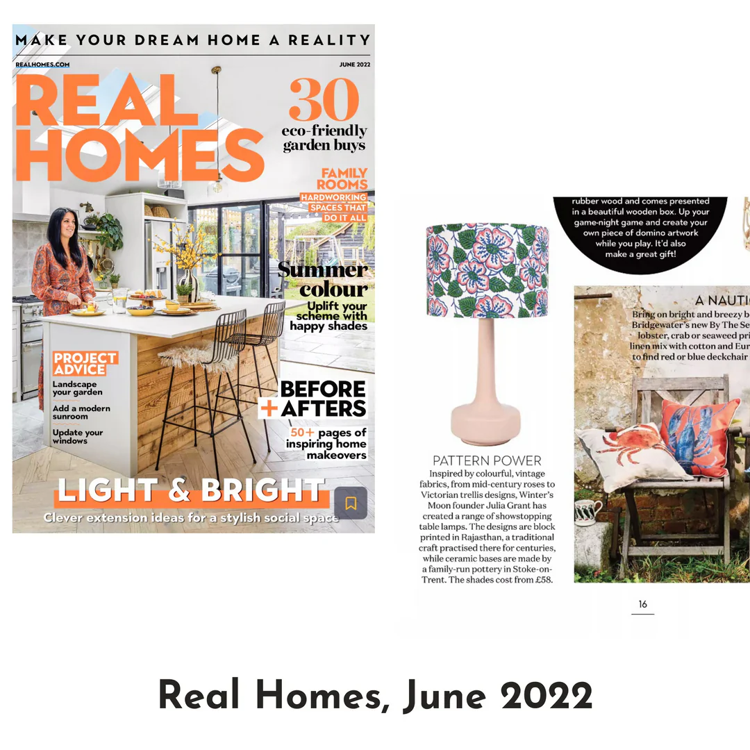 Large Navy Table Lamp & 'Wild Rose' Shade - Image 3
