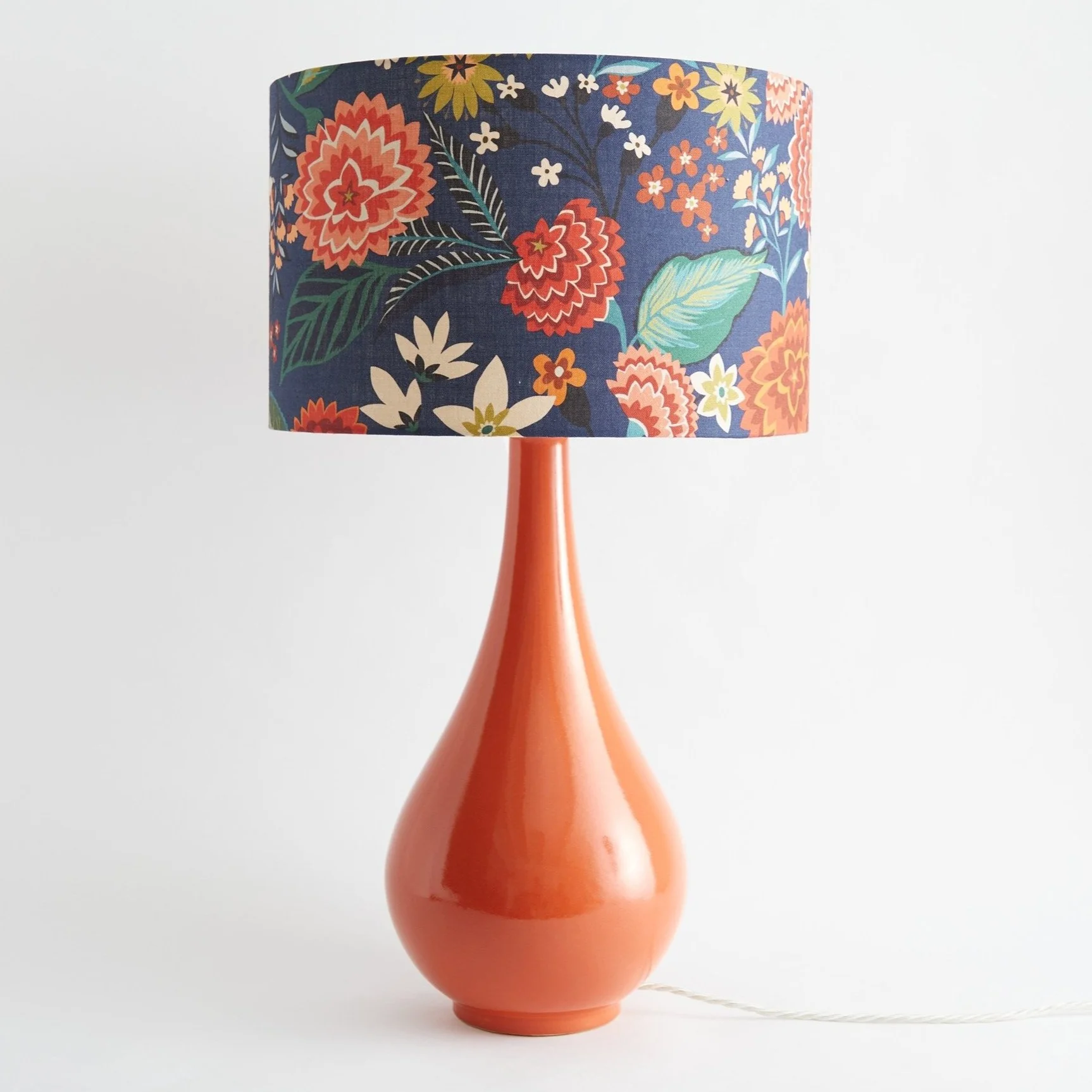 Large Orange Lamp Base & 'Carnation' Shade
