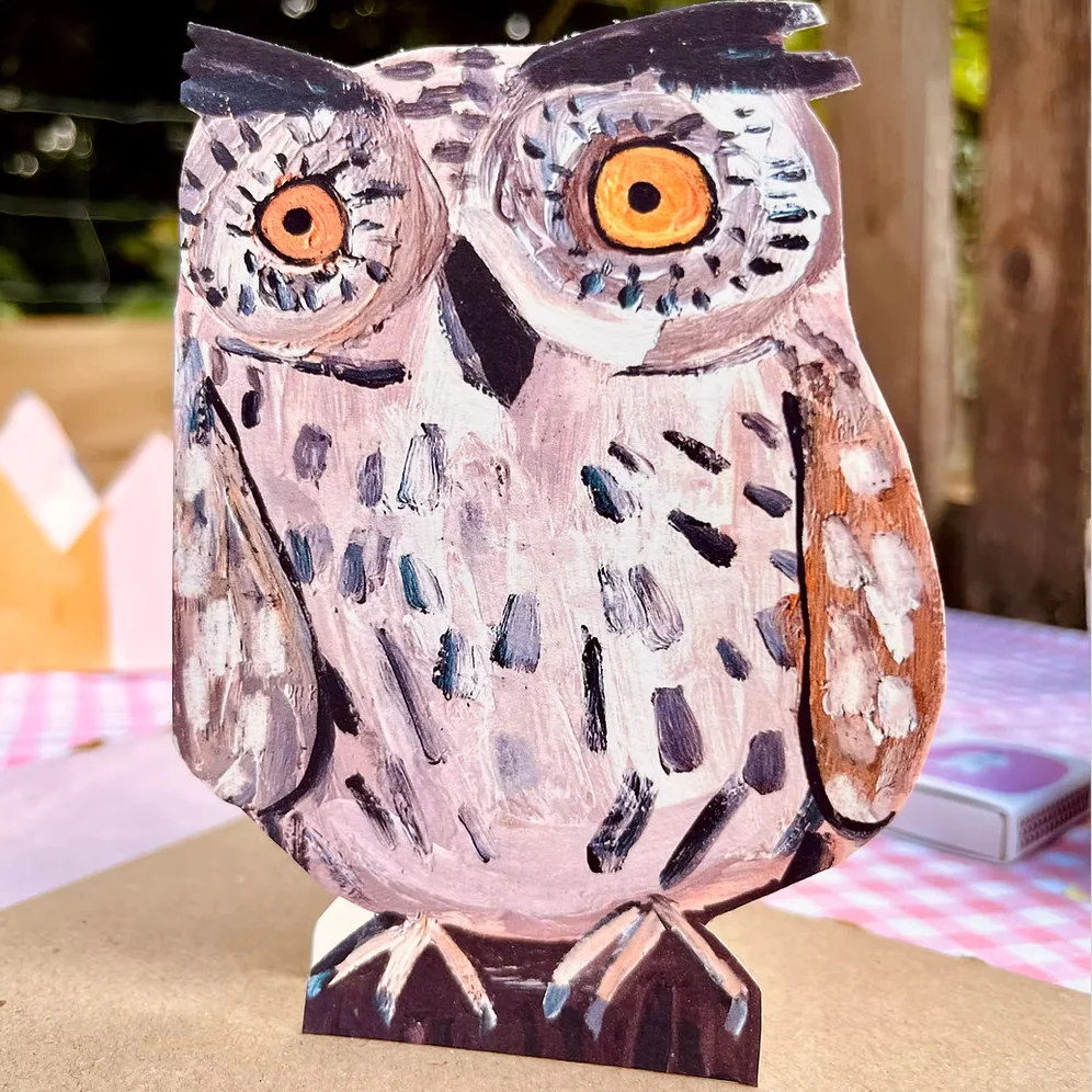 'Little Owl' Die Cut Greetings Card