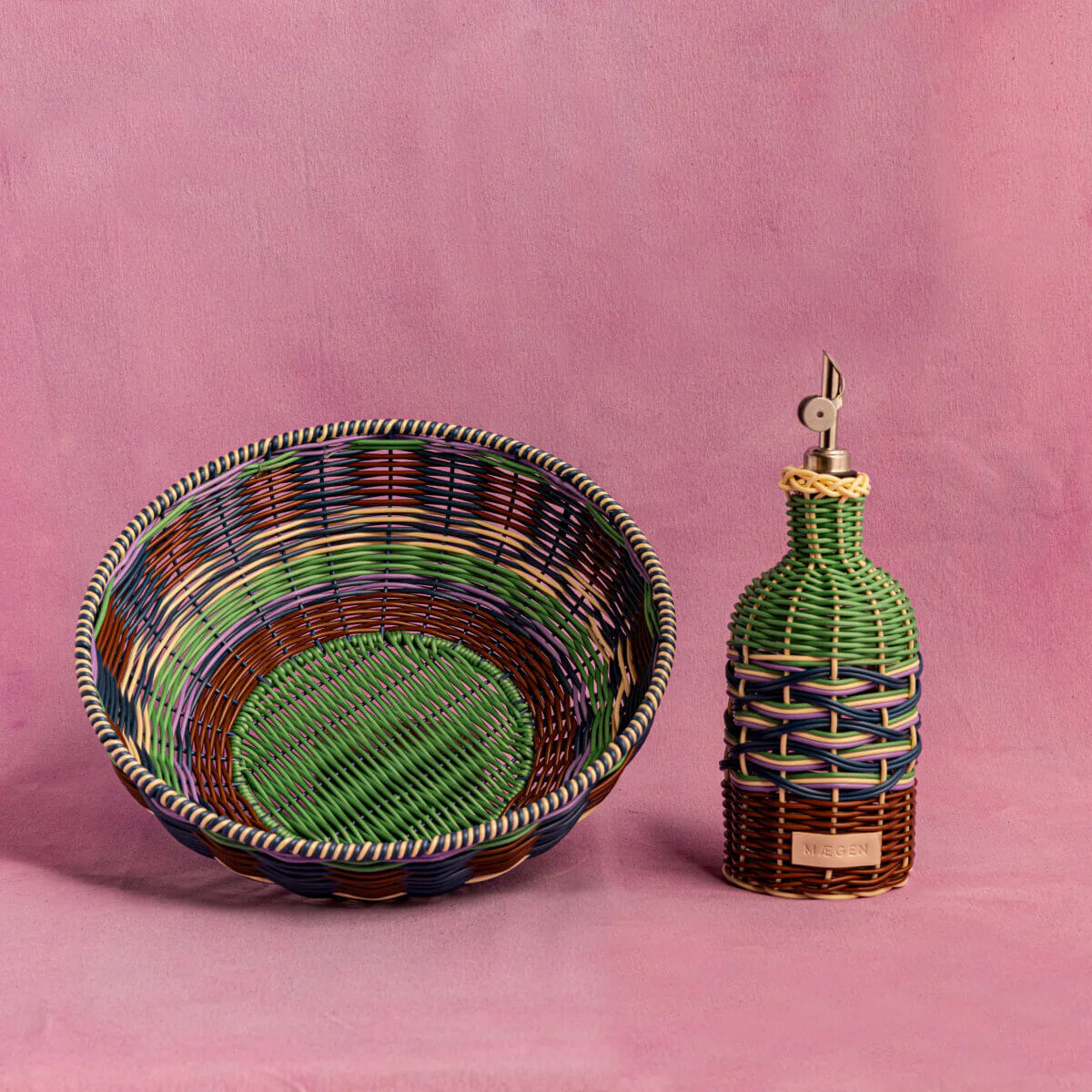 Maegan Woven Bowl - Brown + Green - Image 3