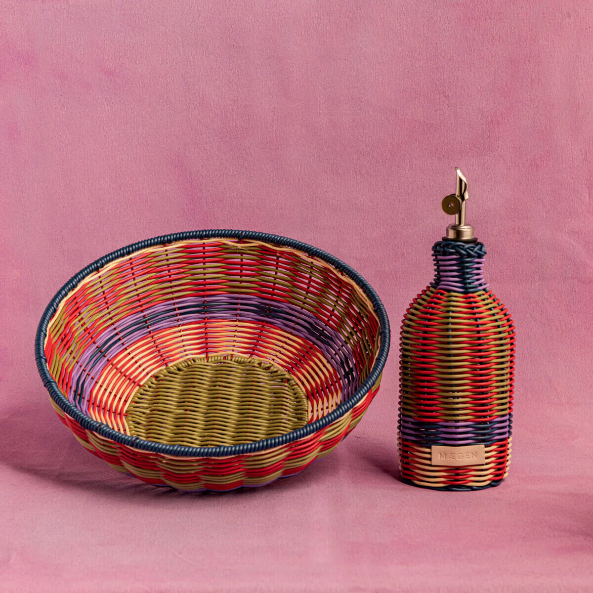 Maegan Woven Bowl - Green + Red - Image 3