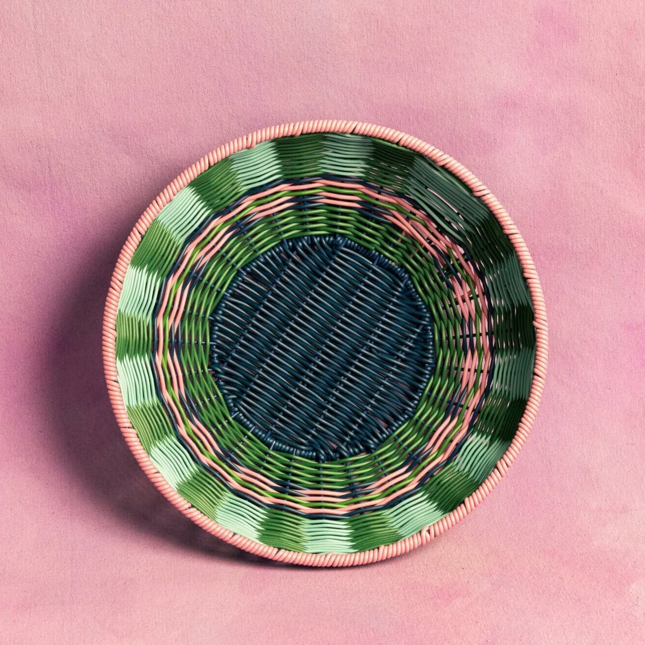 Maegan Woven Bowl - Pink + Navy