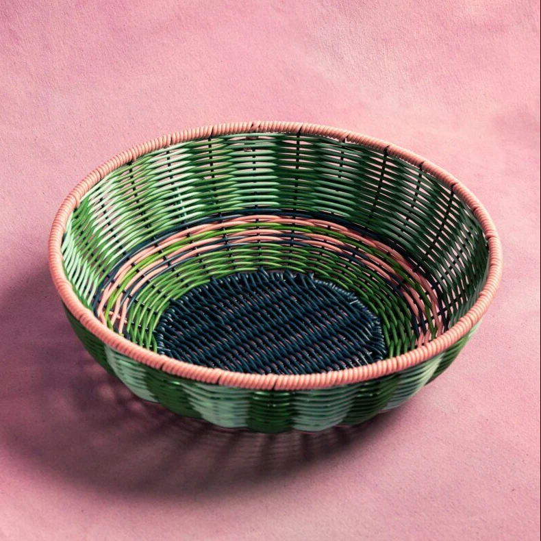Maegan Woven Bowl - Pink + Navy - Image 2