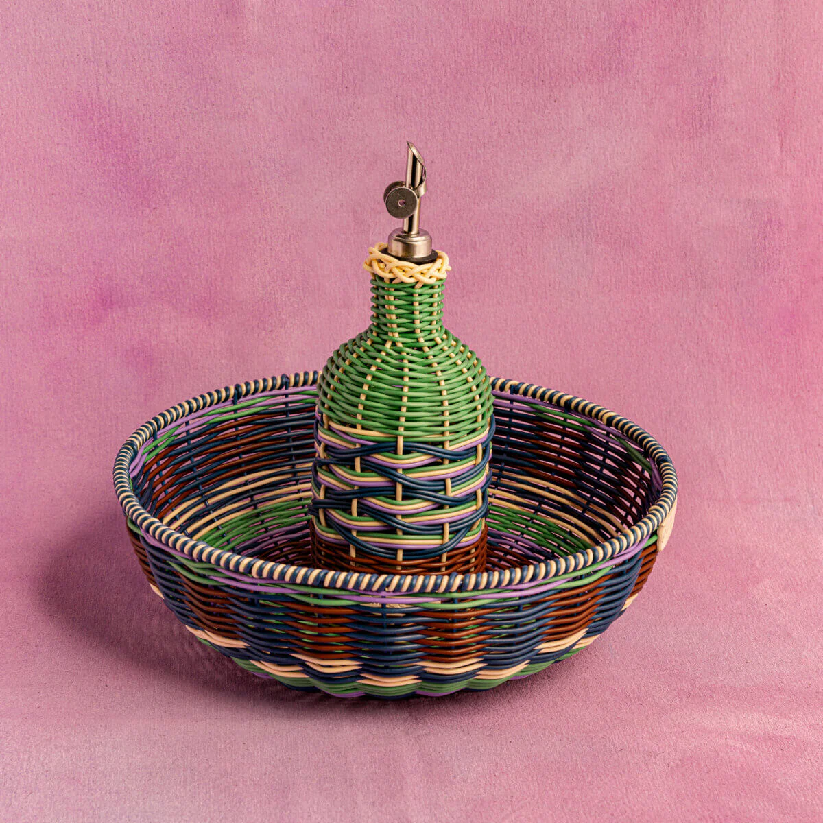 Maegan Woven Oil Pourer - Brown + Green - Image 3