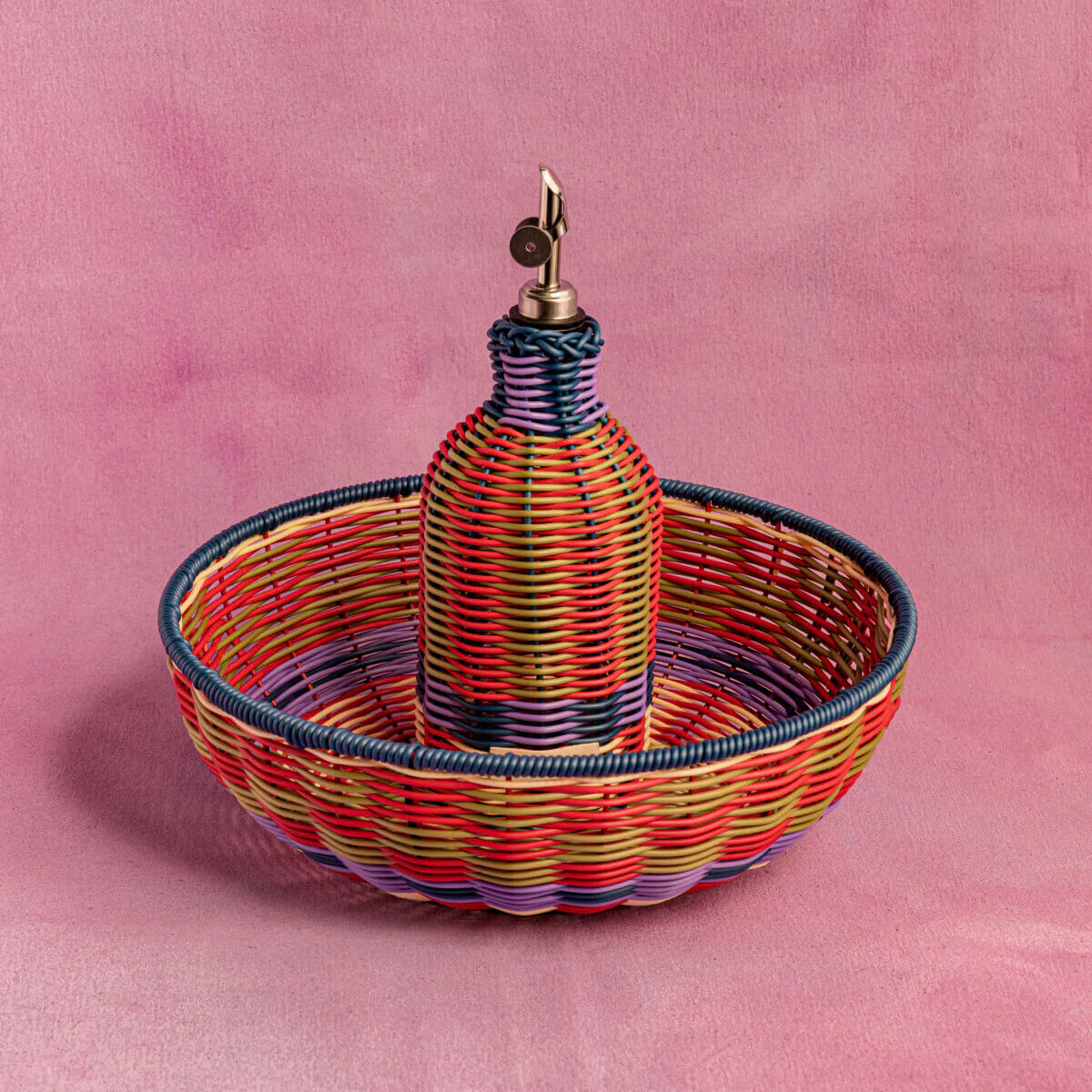 Maegan Woven Oil Pourer - Green + Red - Image 3