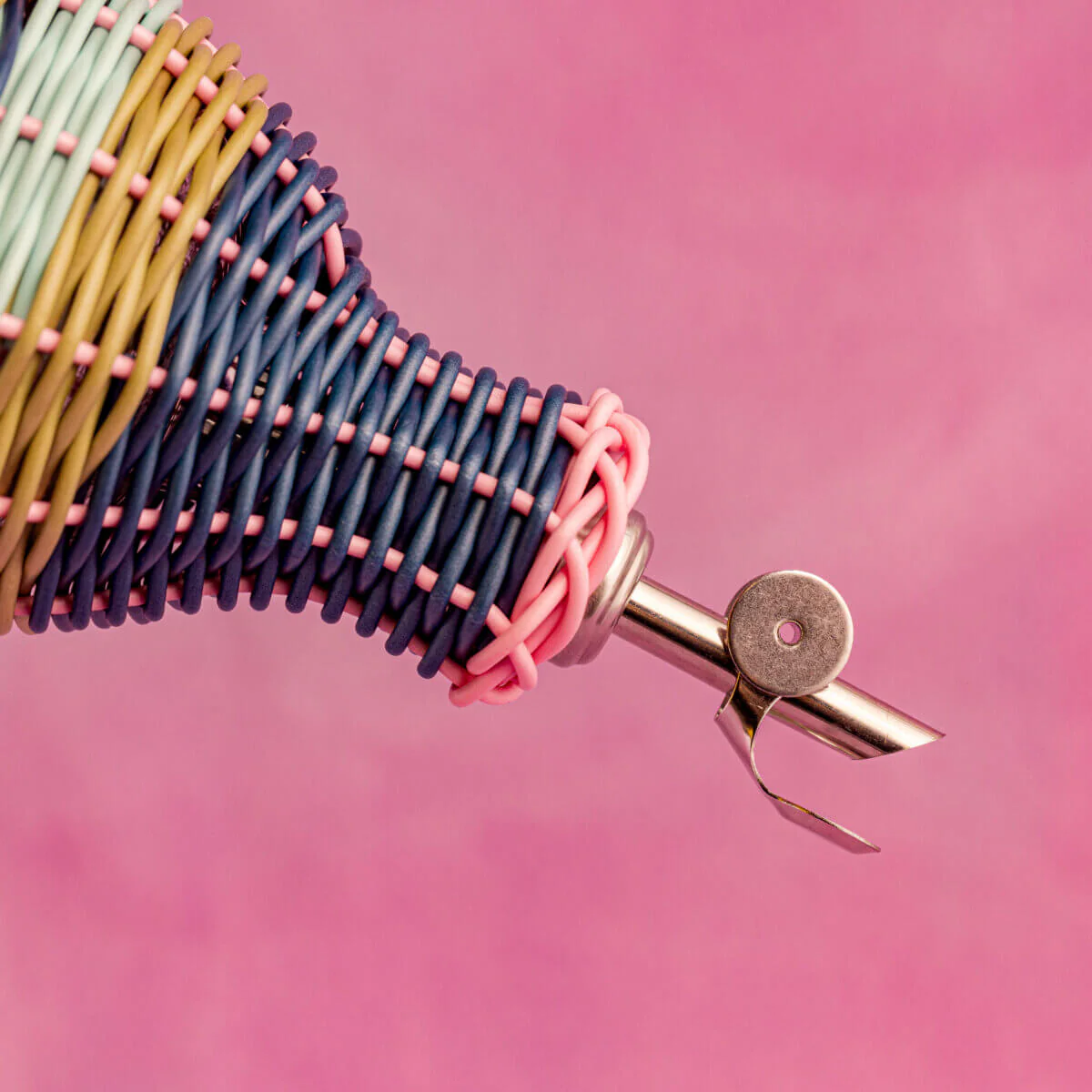 Maegan Woven Oil Pourer - Pink + Navy - Image 2