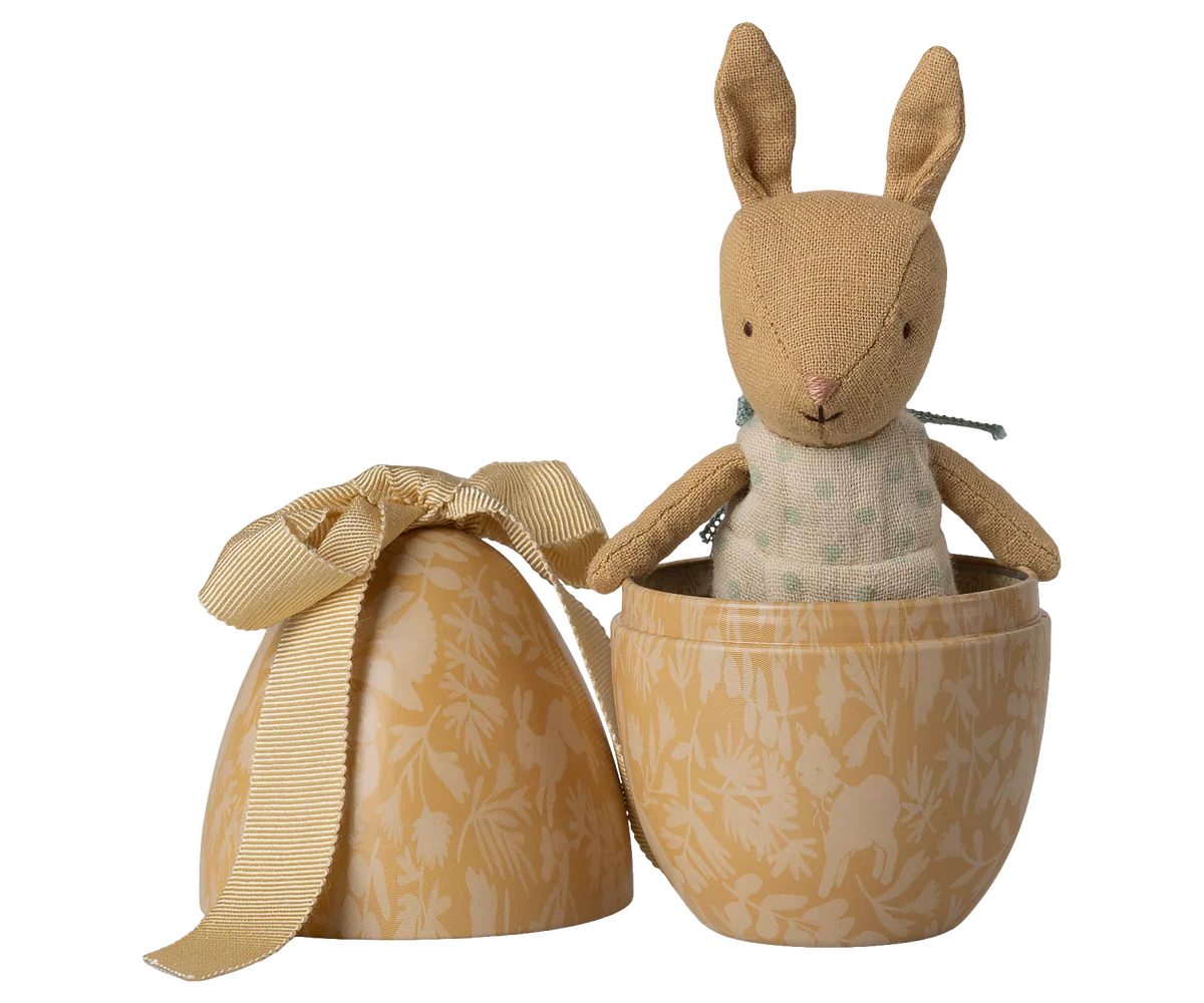 Maileg Easter Egg with Mini Rabbit - Cream Yellow