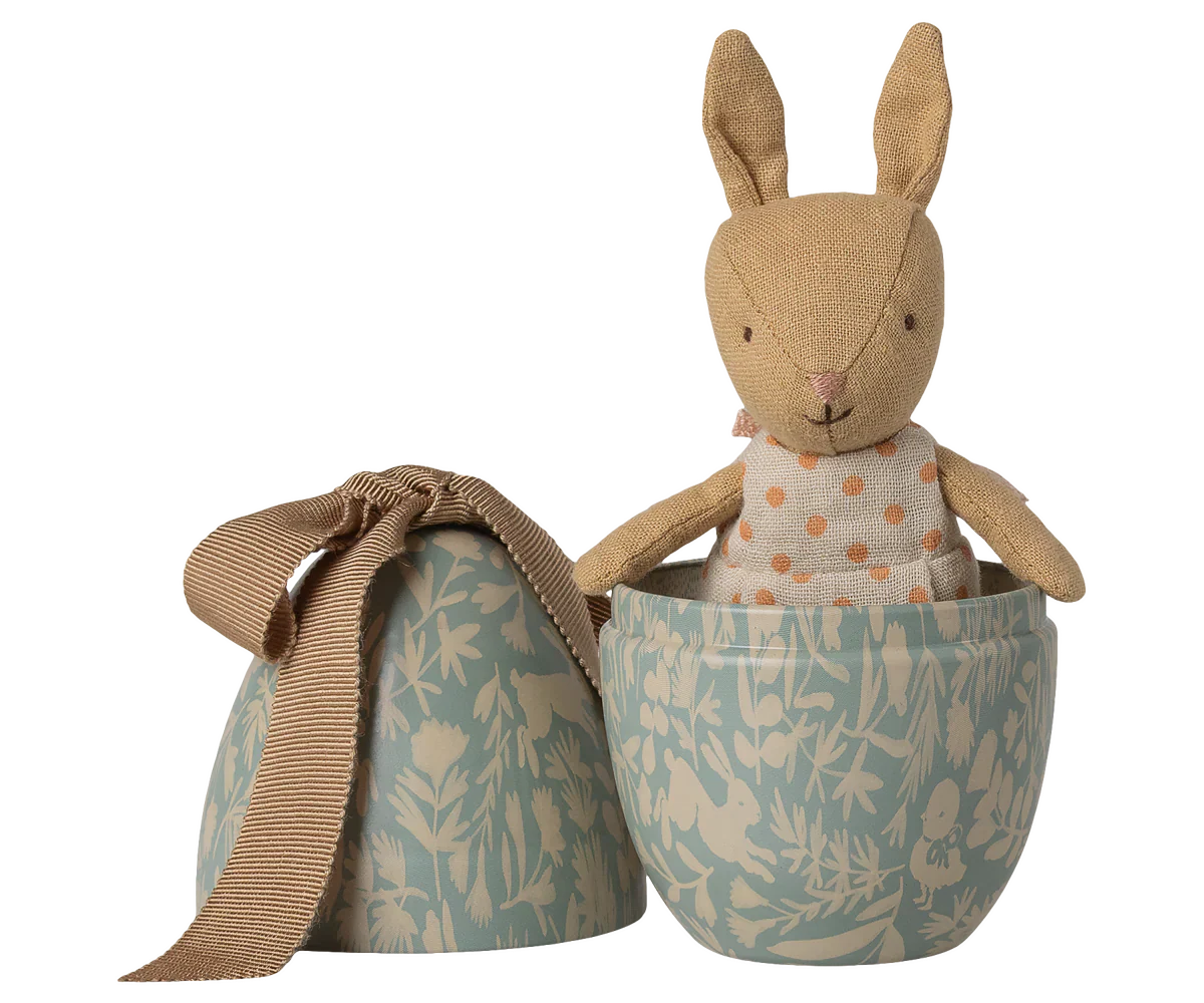 Maileg Easter Egg with Mini Rabbit - Dusty Blue