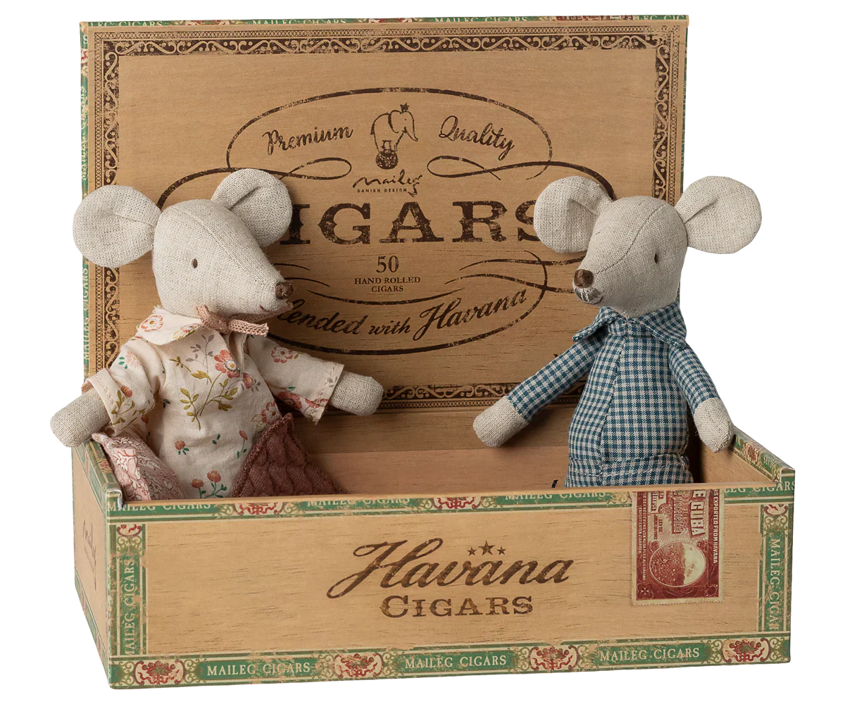 Maileg Grandma and Grandpa Mice in Cigarbox - Image 4