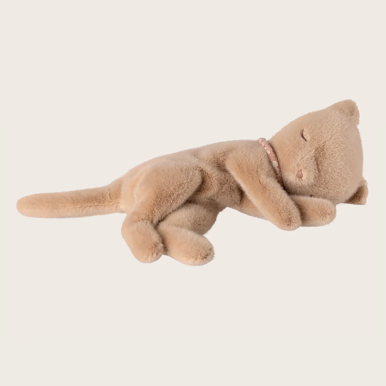 Maileg Small Sleeping Kitten Plush - Cream Peach
