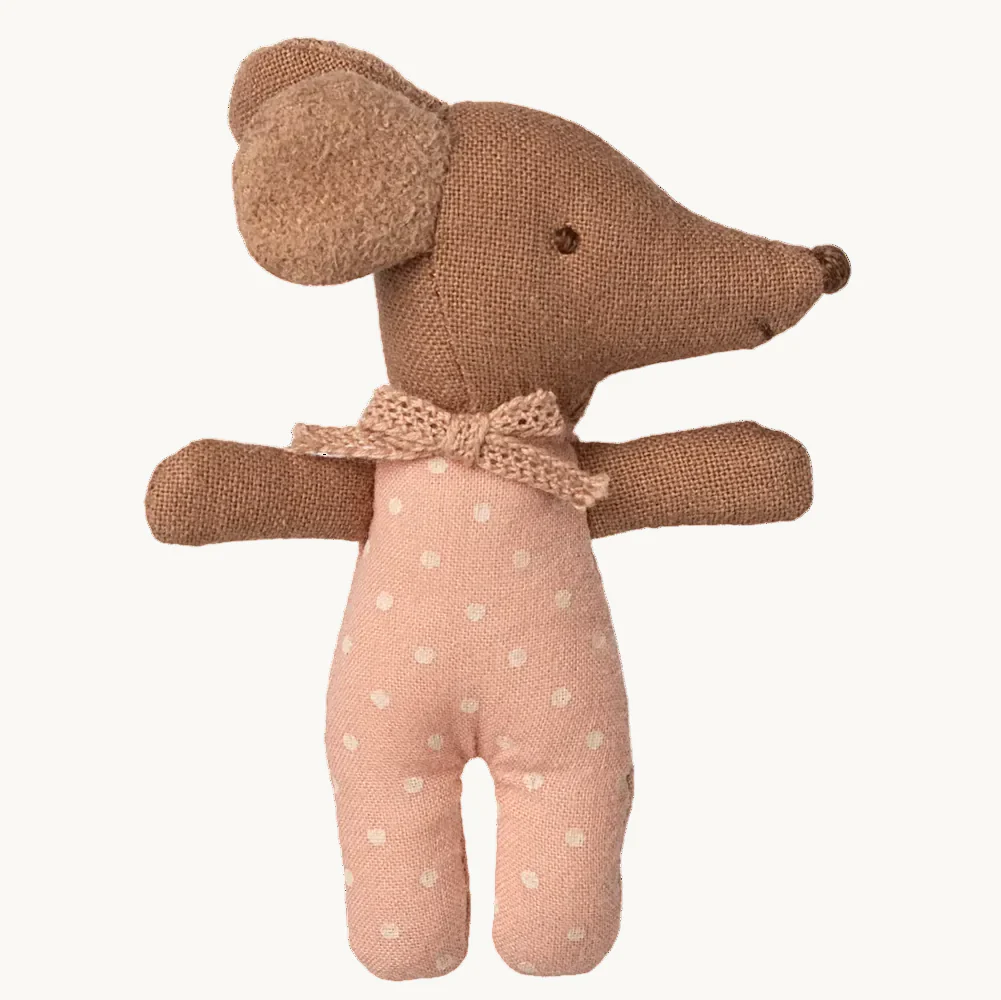 Maileg Sleepy Wakey Baby Mouse In Matchbox - Rose - Image 3