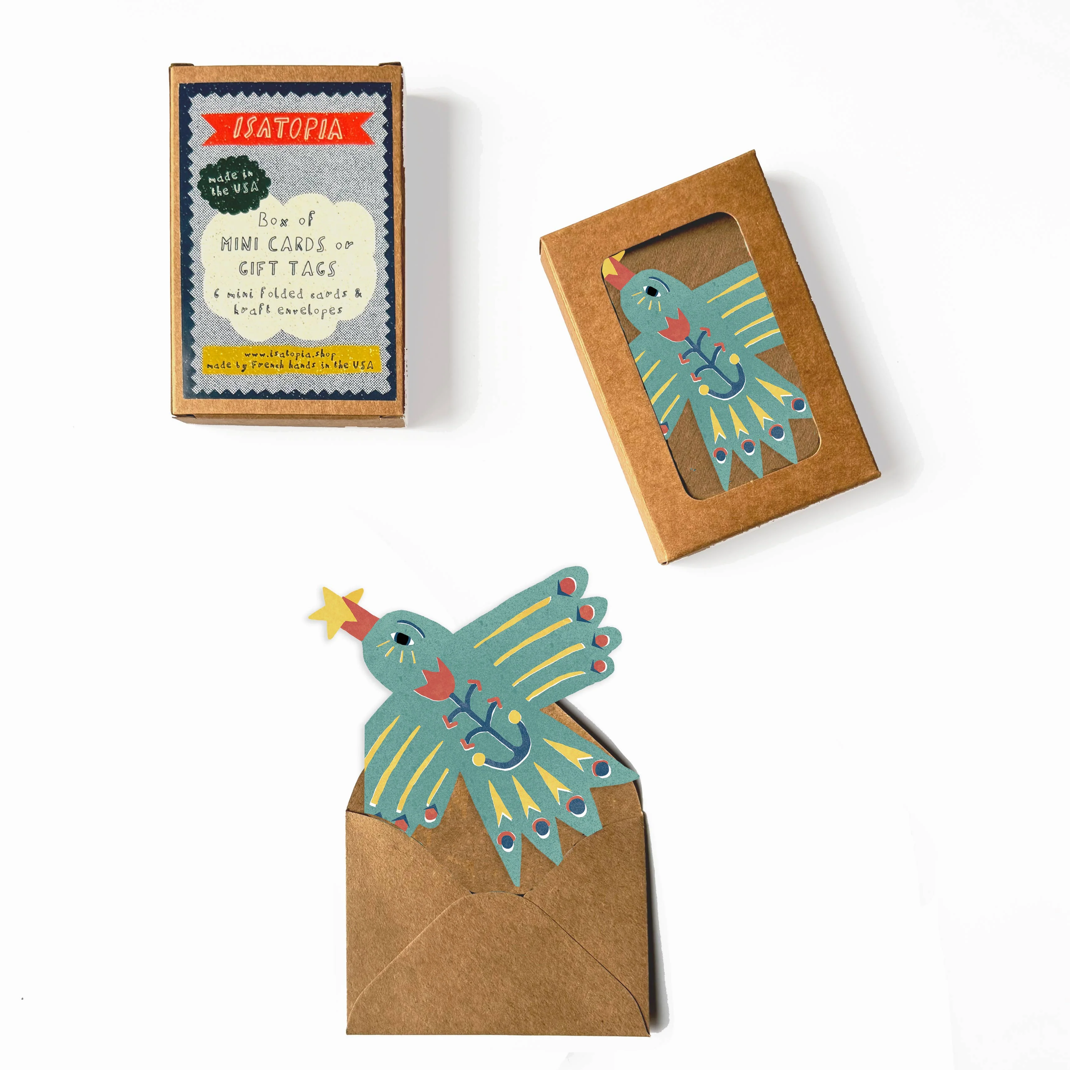 'Messenger Bird' Box of 6 Mini Greetings Cards