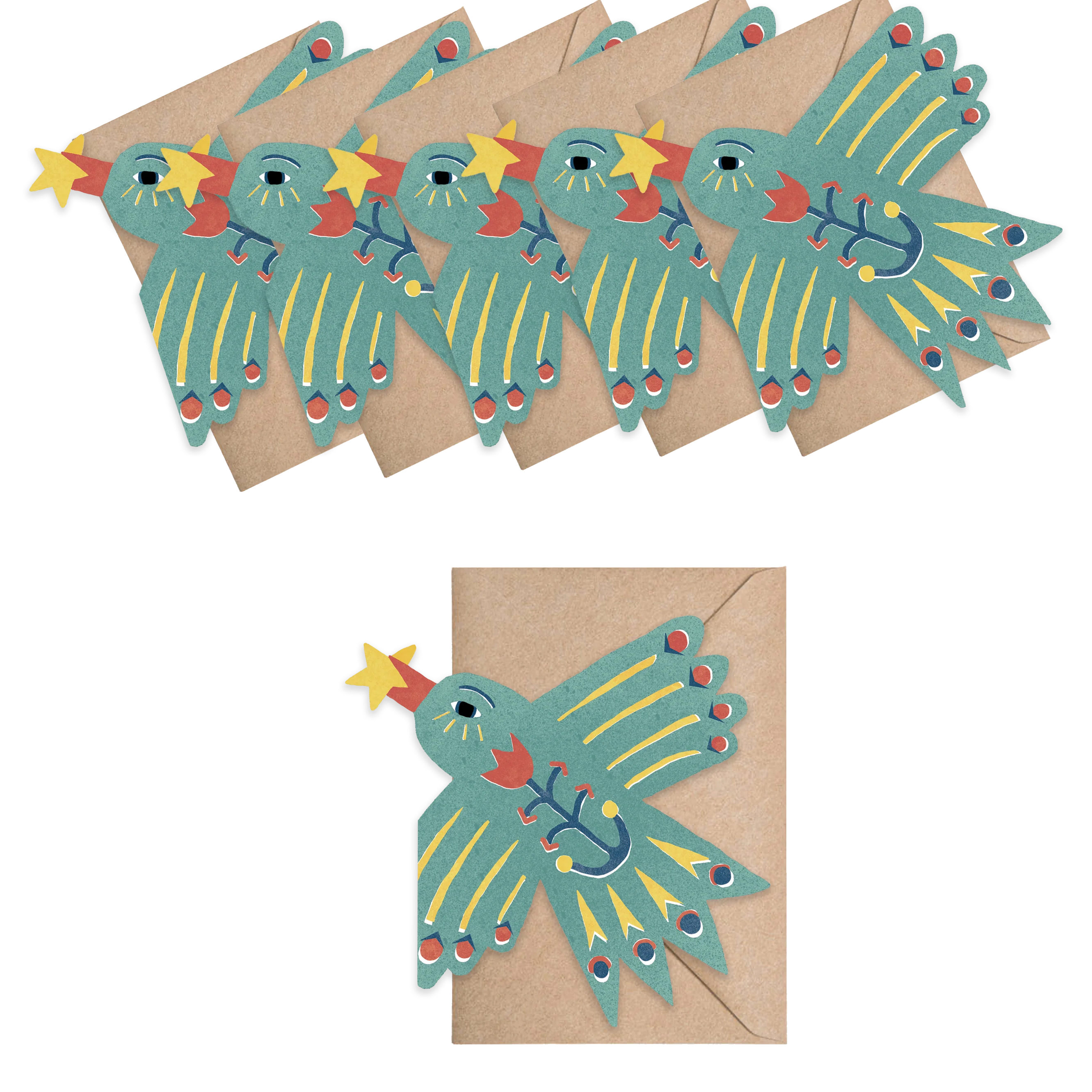 'Messenger Bird' Box of 6 Mini Greetings Cards - Image 2