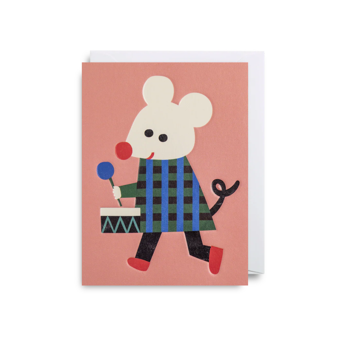 'Mouse with Drum' Mini Greetings Card