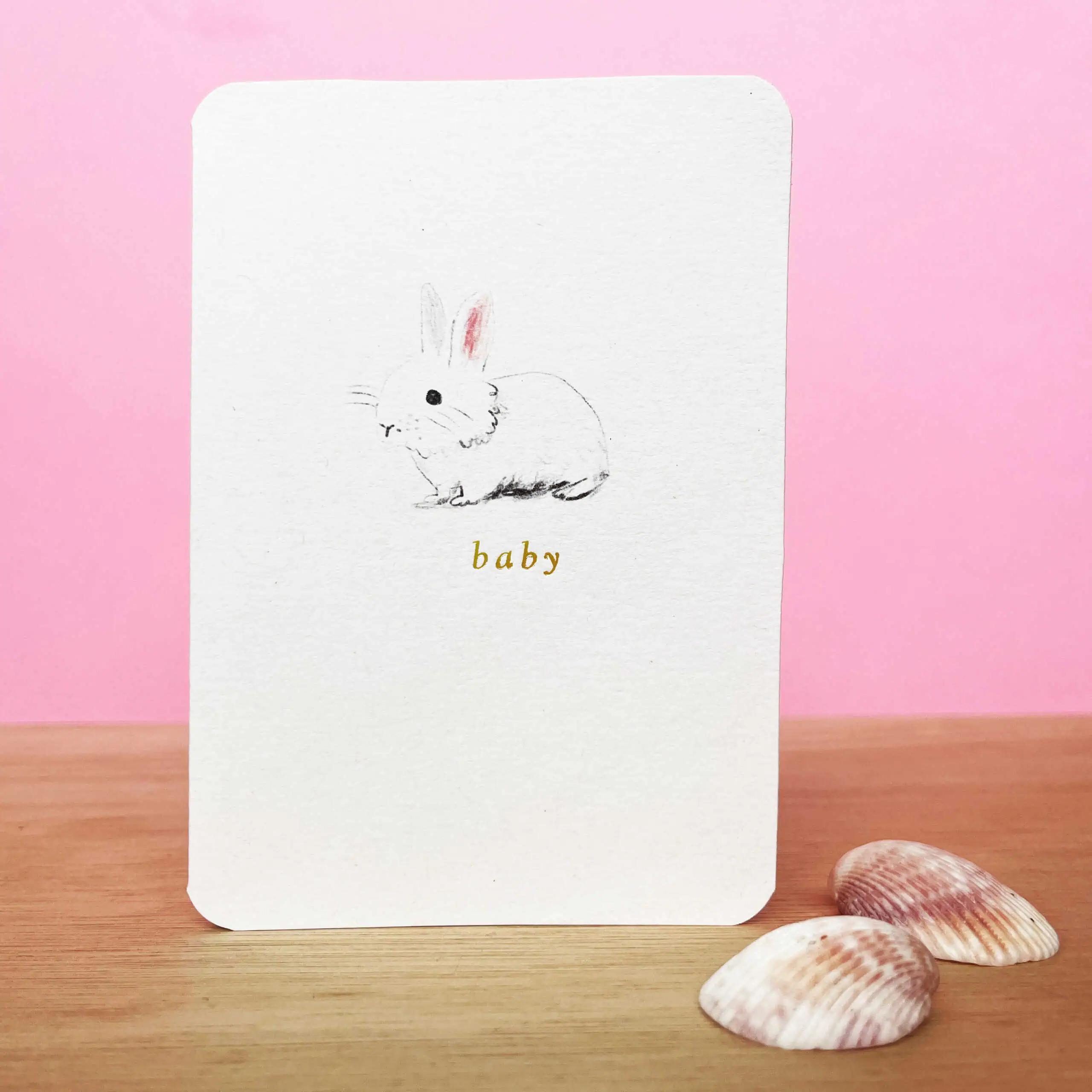 'New Baby Bunny' Gold Foiled Greetings Card