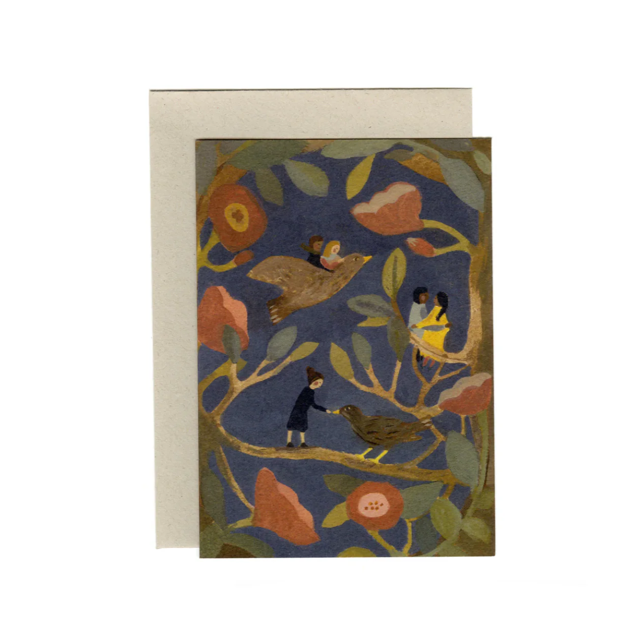 'Nightingale and Roses' Greetings Card