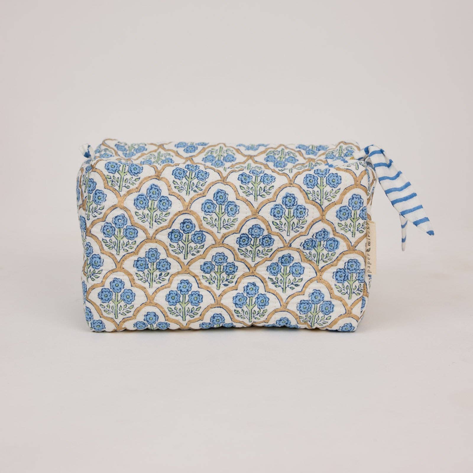 Organic Cotton Toiletry Bag (Large) - Trellis Indigo - Image 2