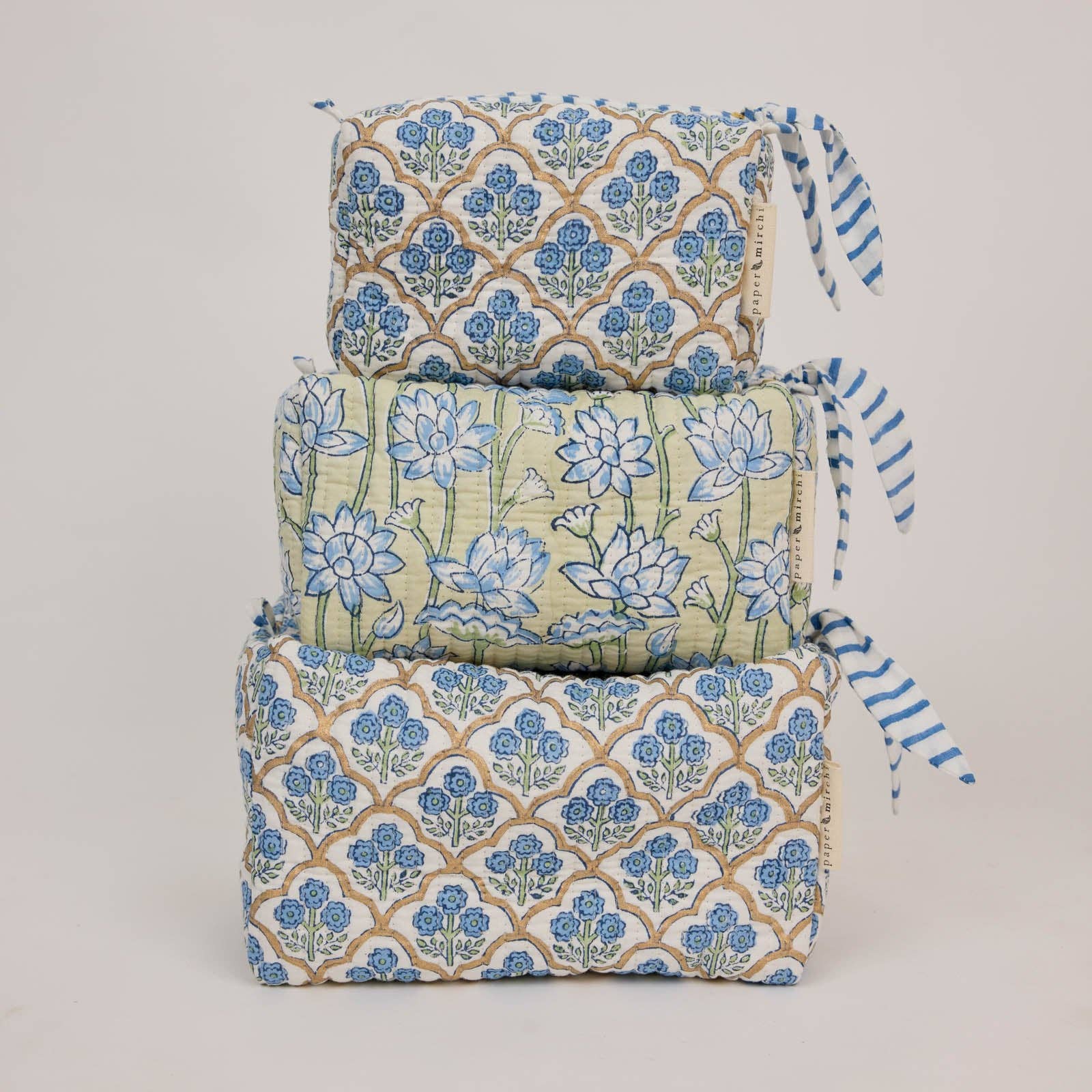 Organic Cotton Toiletry Bag (Large) - Trellis Indigo - Image 7