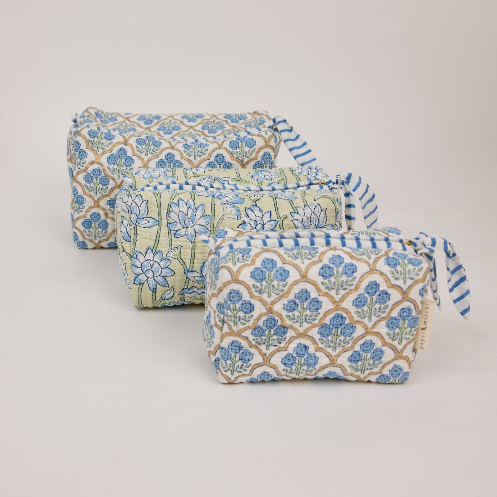 Organic Cotton Toiletry Bag (Large) - Trellis Indigo - Image 8