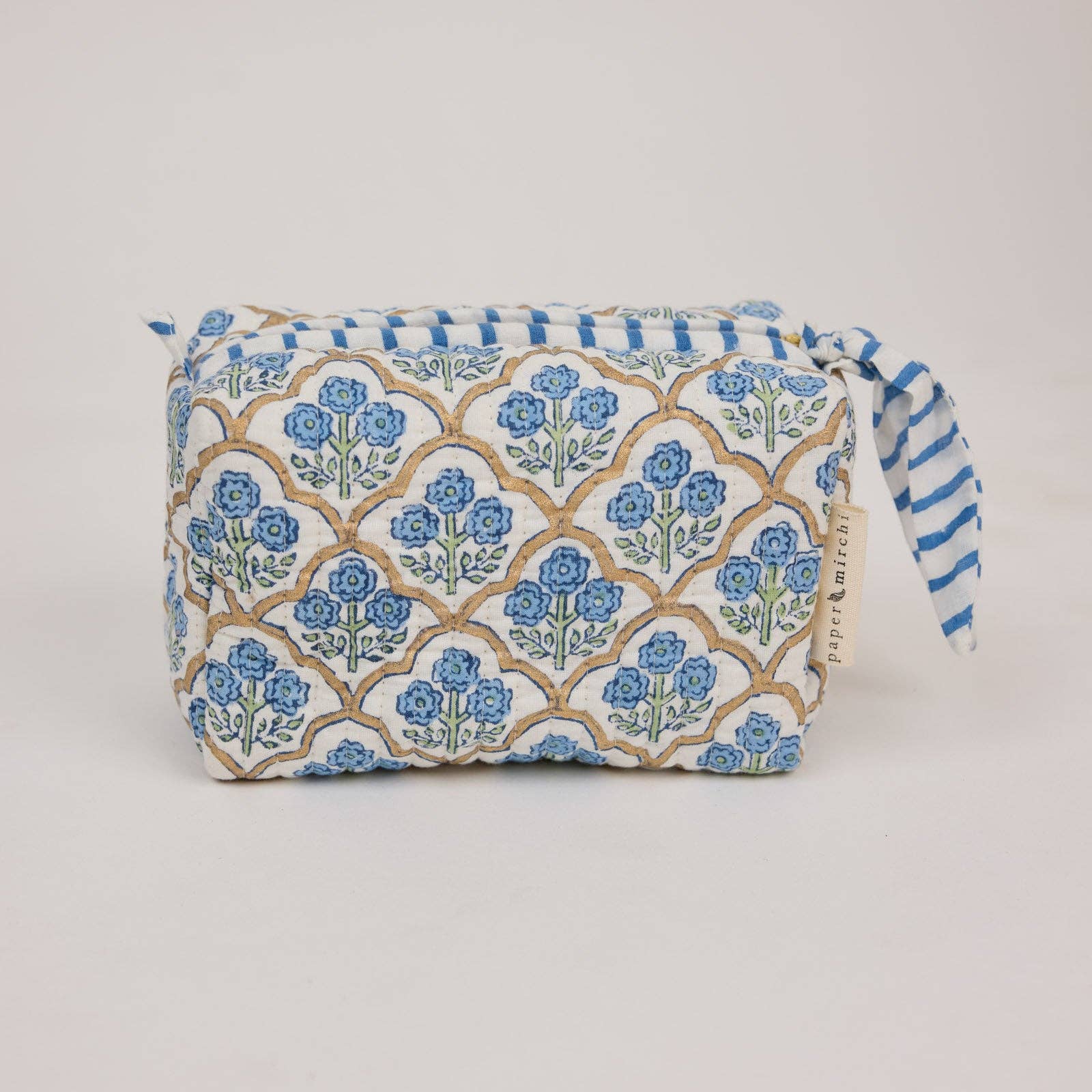 Organic Cotton Toiletry Bag (Small) - Trellis Indigo - Image 2