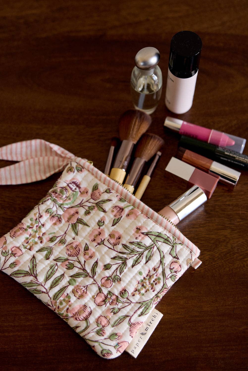 Organic Cotton Zipped Pouch Set 2pk - Floral Blush - Image 4