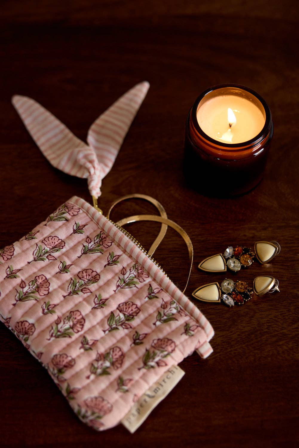Organic Cotton Zipped Pouch Set 2pk - Floral Blush - Image 5