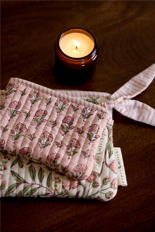 Organic Cotton Zipped Pouch Set 2pk - Floral Blush - Image 9