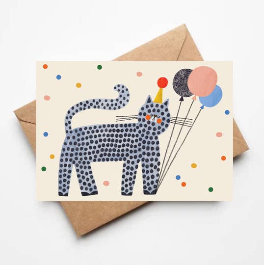 'Party Cat' Greetings Card