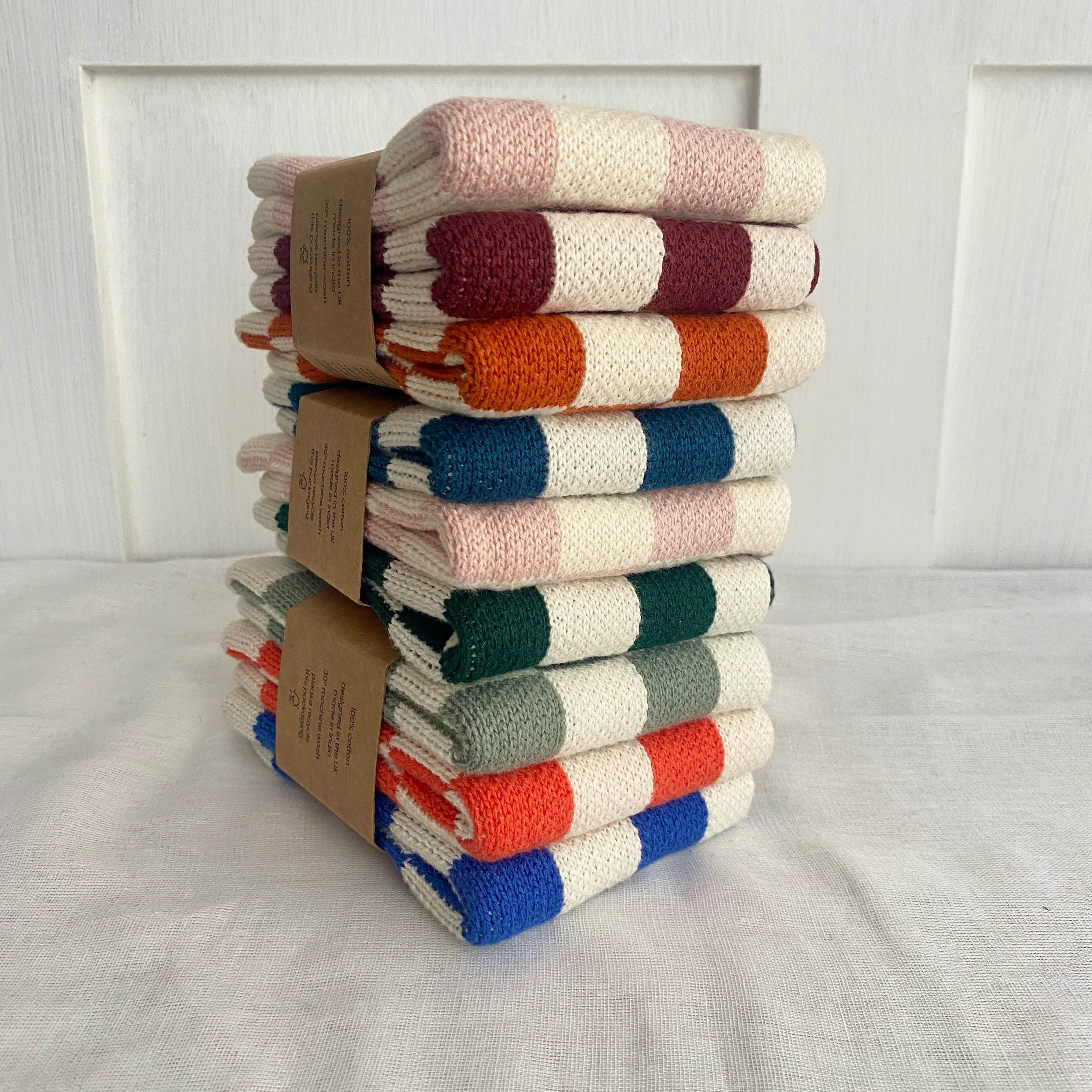Knitted Cotton Dishcloths - Set of 3
