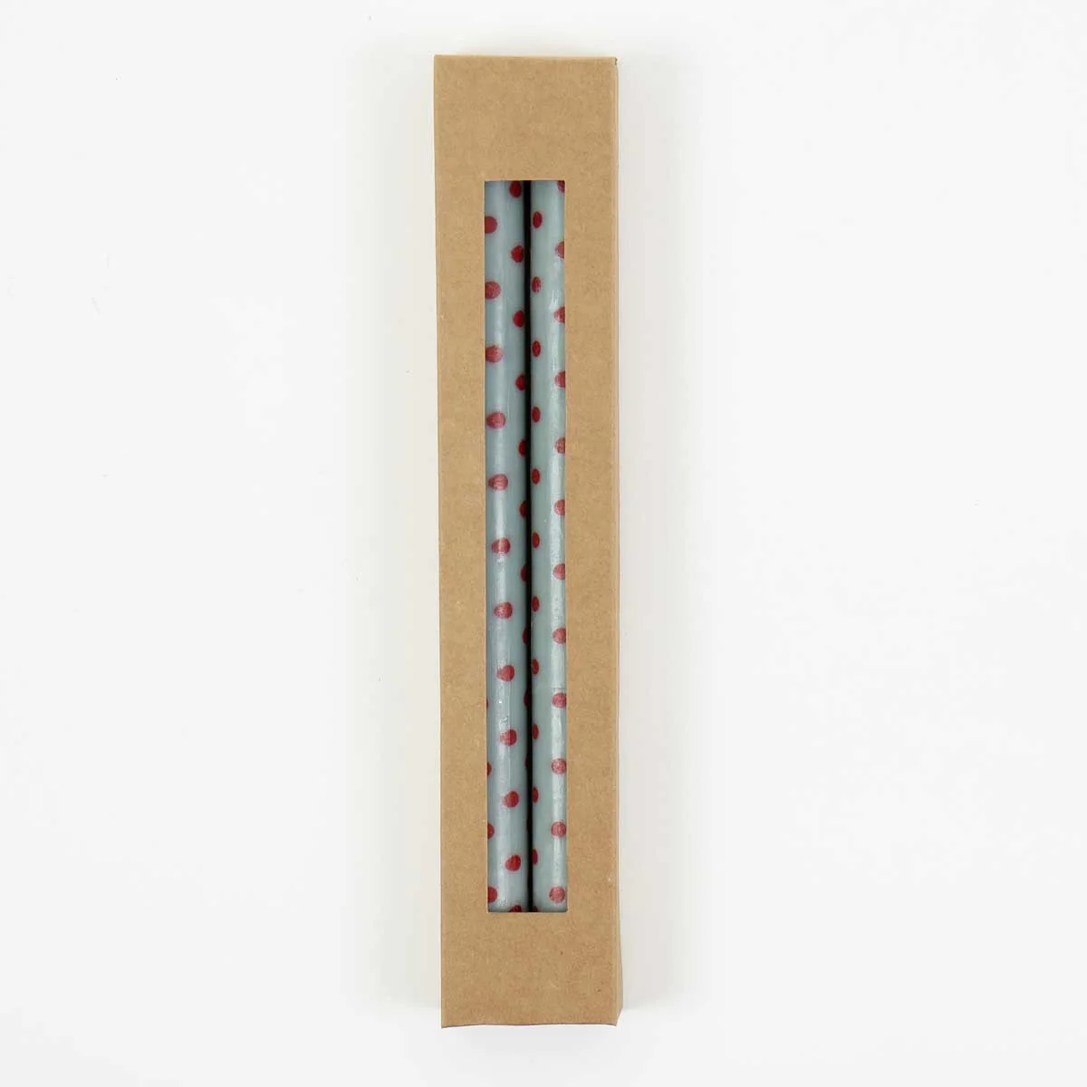 Polka Dot Light Blue/Red Candles - Pack of 2 - Image 2