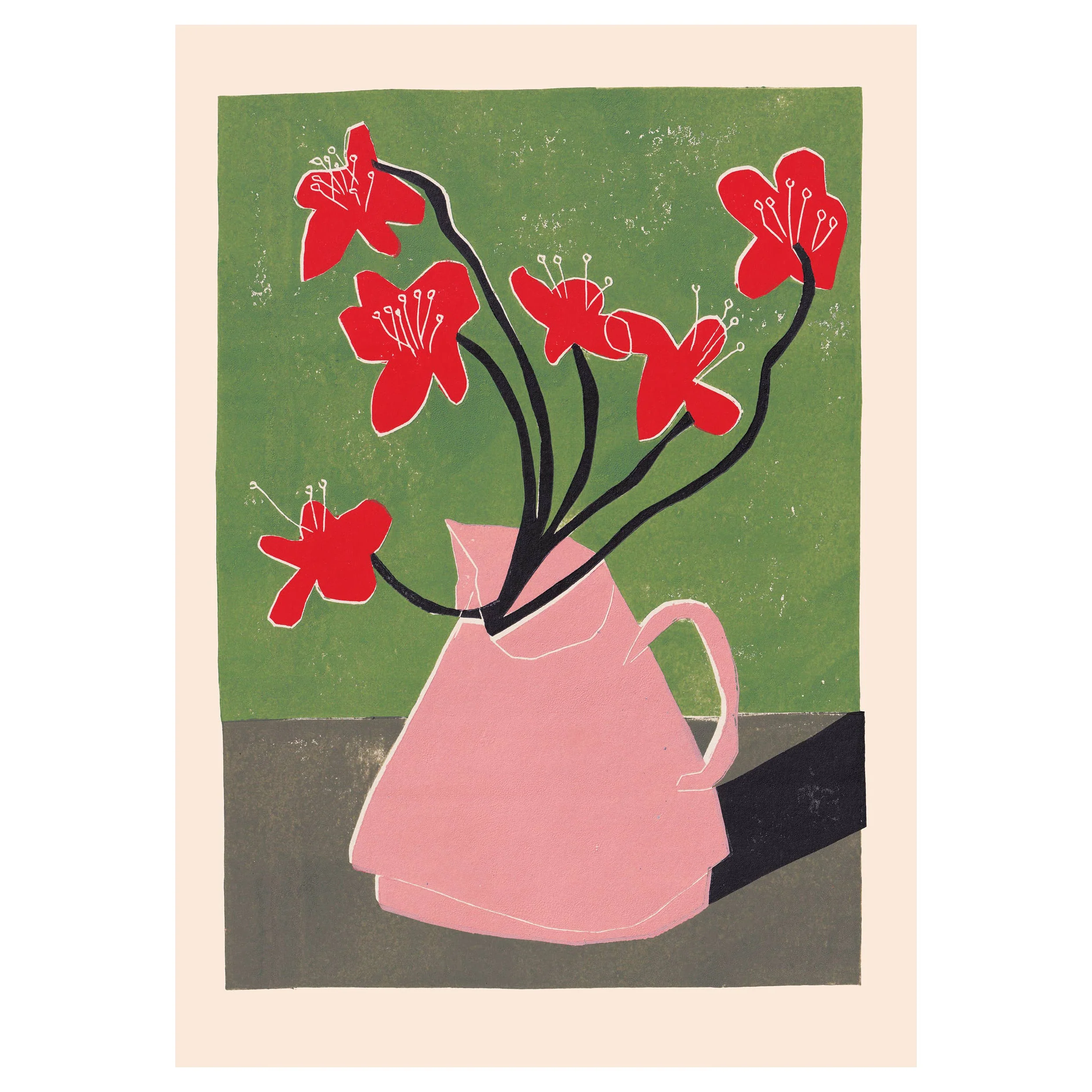 'Red Geums' Art Print