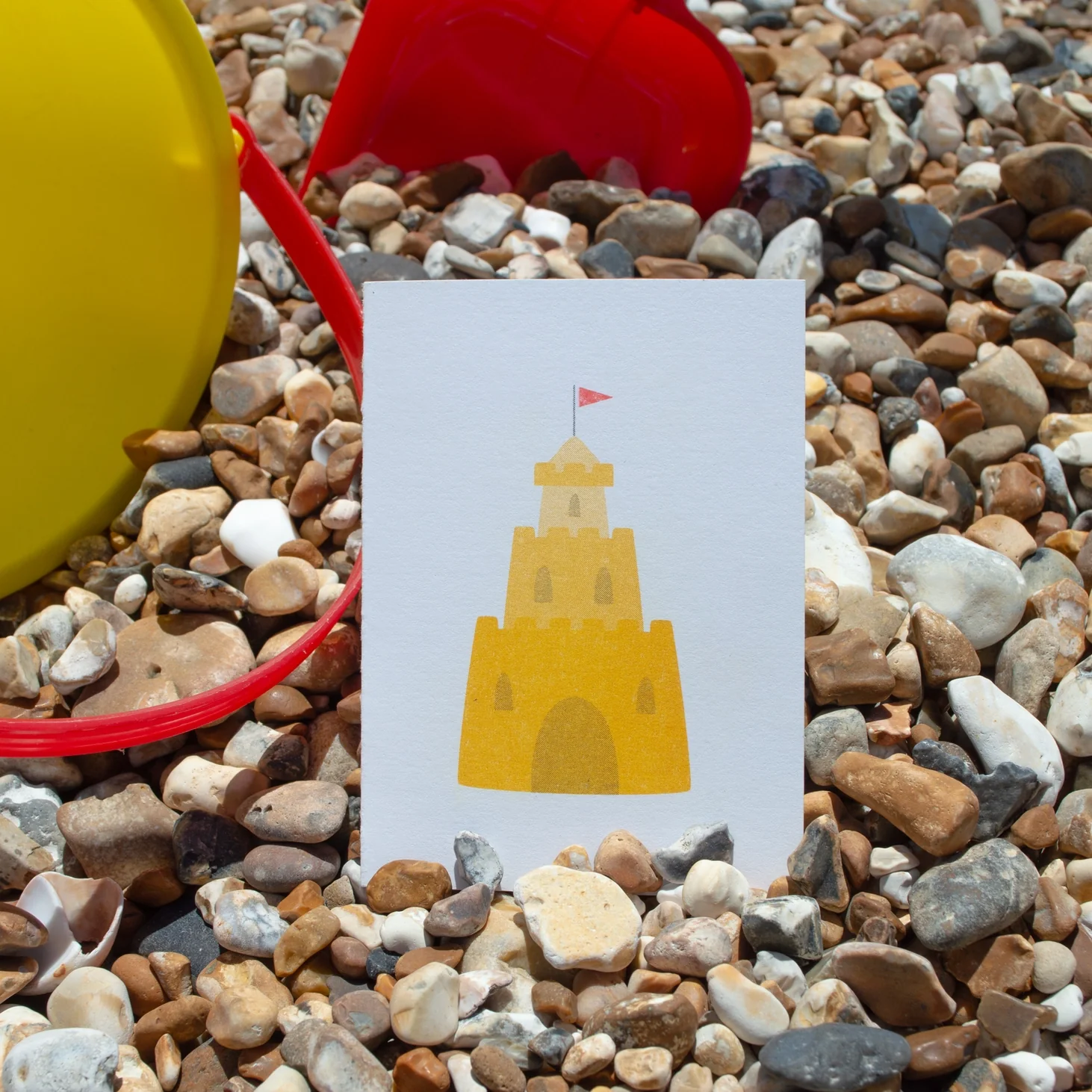'Risograph Sandcastle' Mini Greetings Card - Image 2