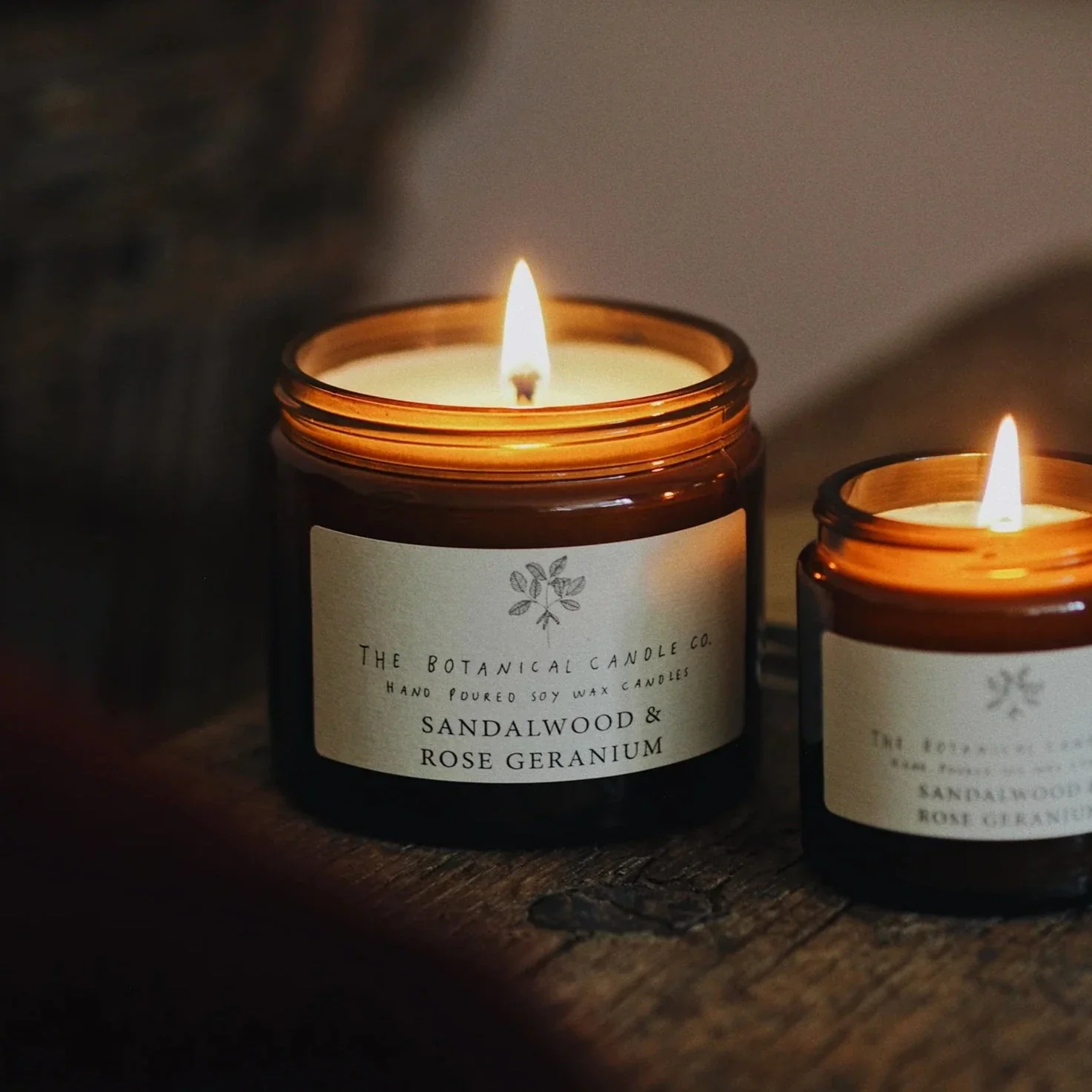 Large 'Sandalwood & Rose Geranium' Soy Candle