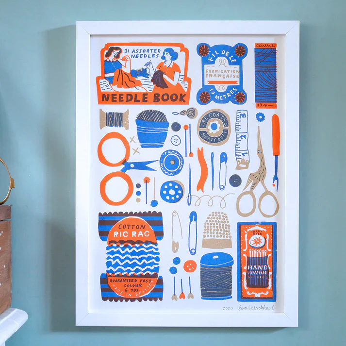 'Sewing Collection' Risograph A3 Art Print