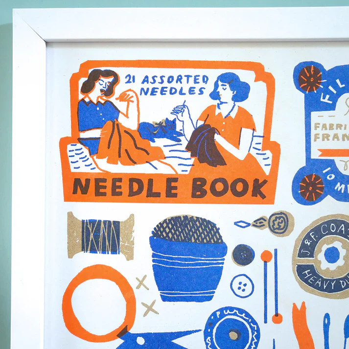 'Sewing Collection' Risograph A3 Art Print - Image 2