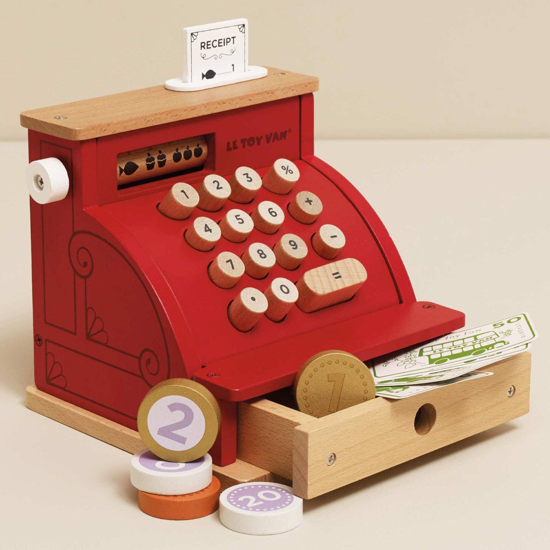 Wooden Toy - Shop Till - Cash Register & Money