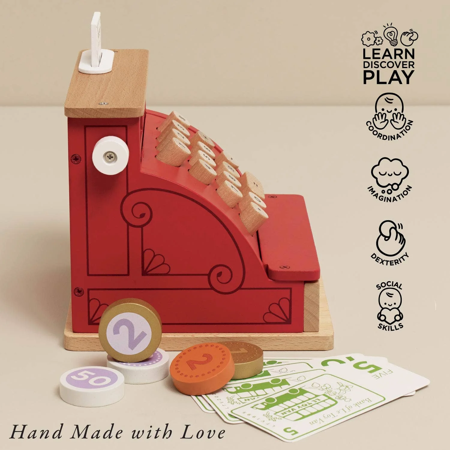 Wooden Toy - Shop Till - Cash Register & Money - Image 3