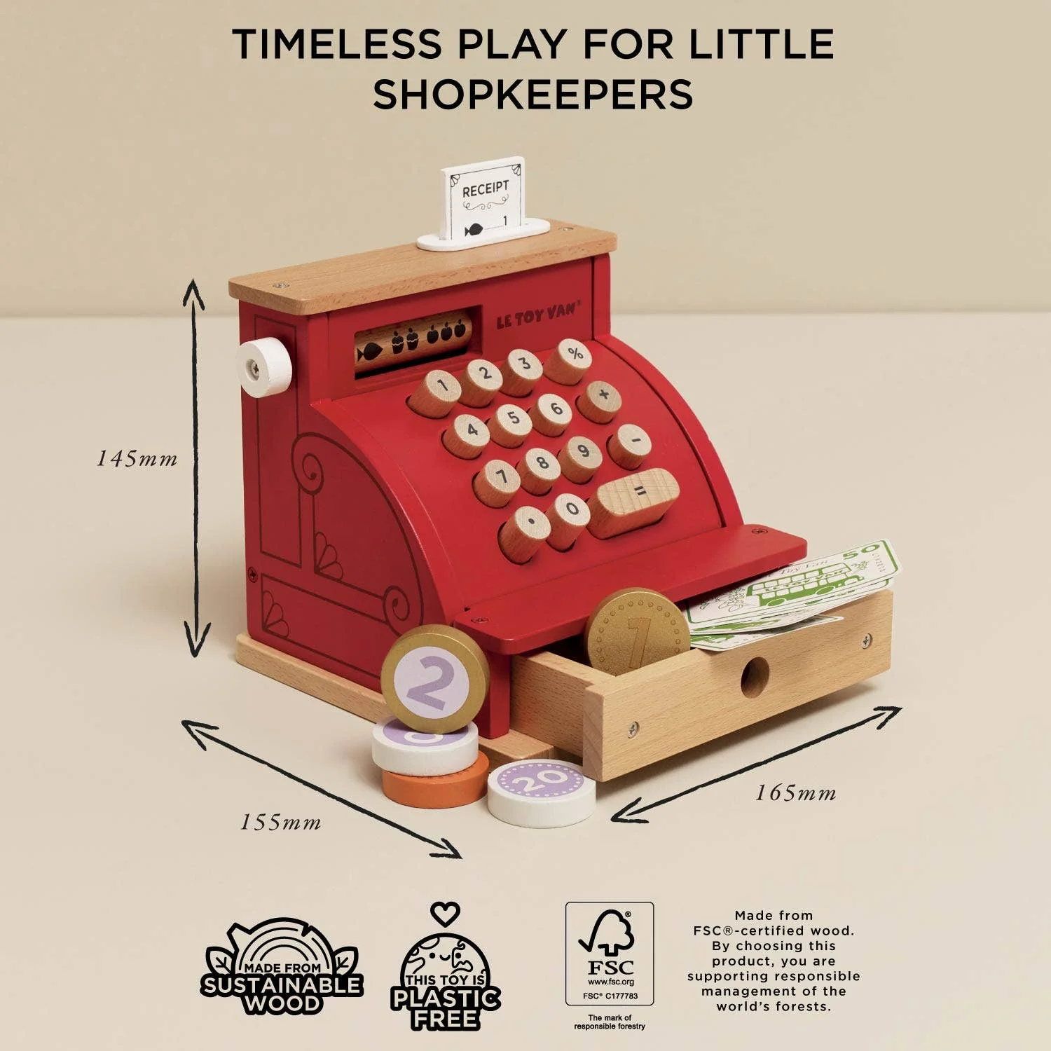 Wooden Toy - Shop Till - Cash Register & Money - Image 5