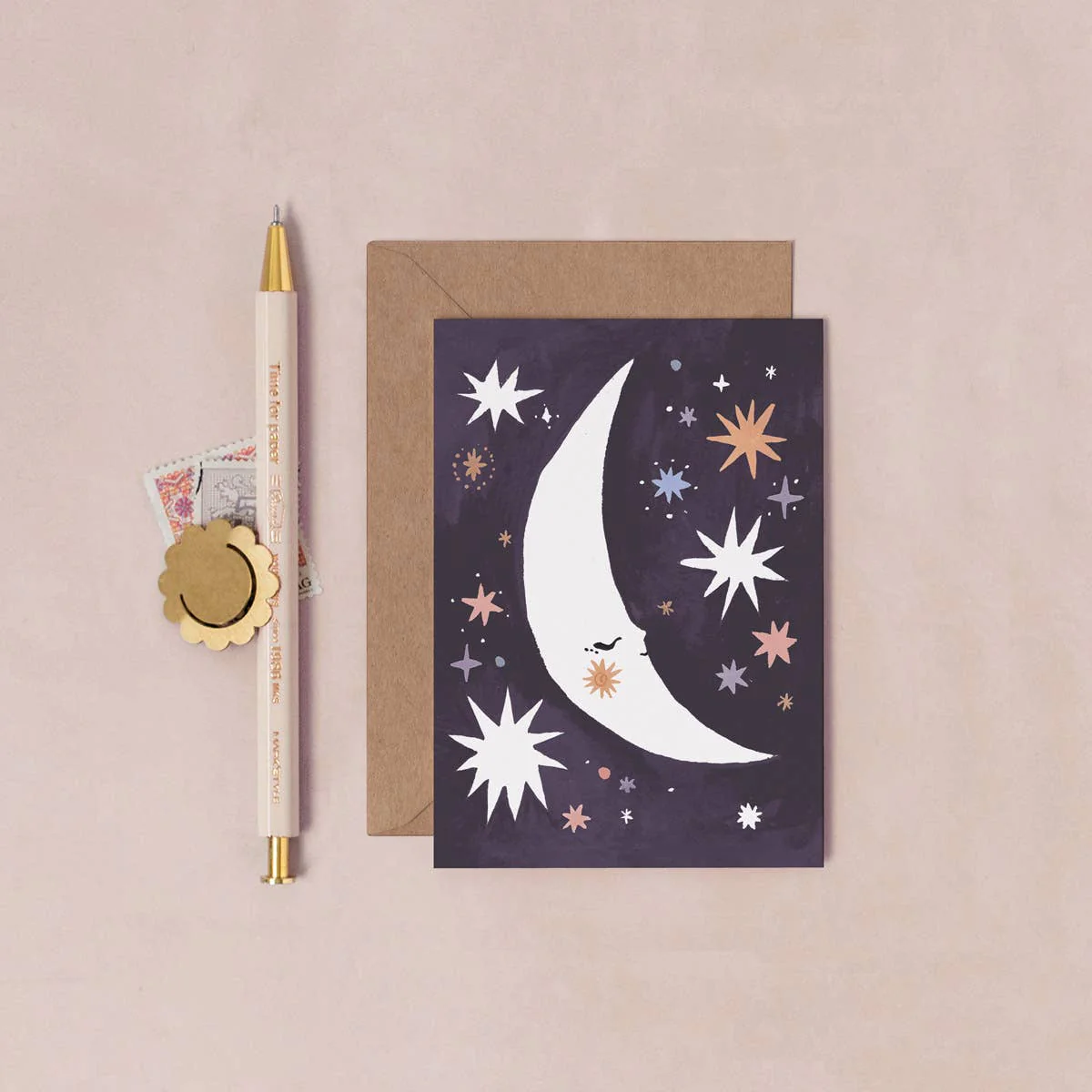 'Sleeping Moon' Mini Greetings Card - Image 2