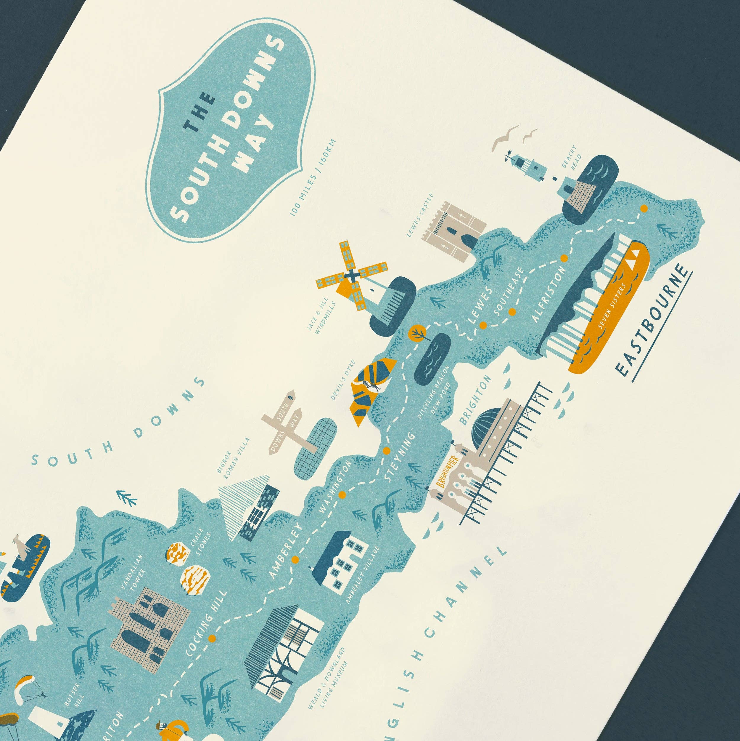'South Downs Way A3 Route Map' Art Print - Image 3