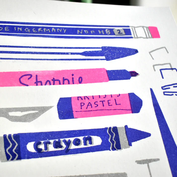'Stationery Collection' Risograph A3 Art Print - Image 2