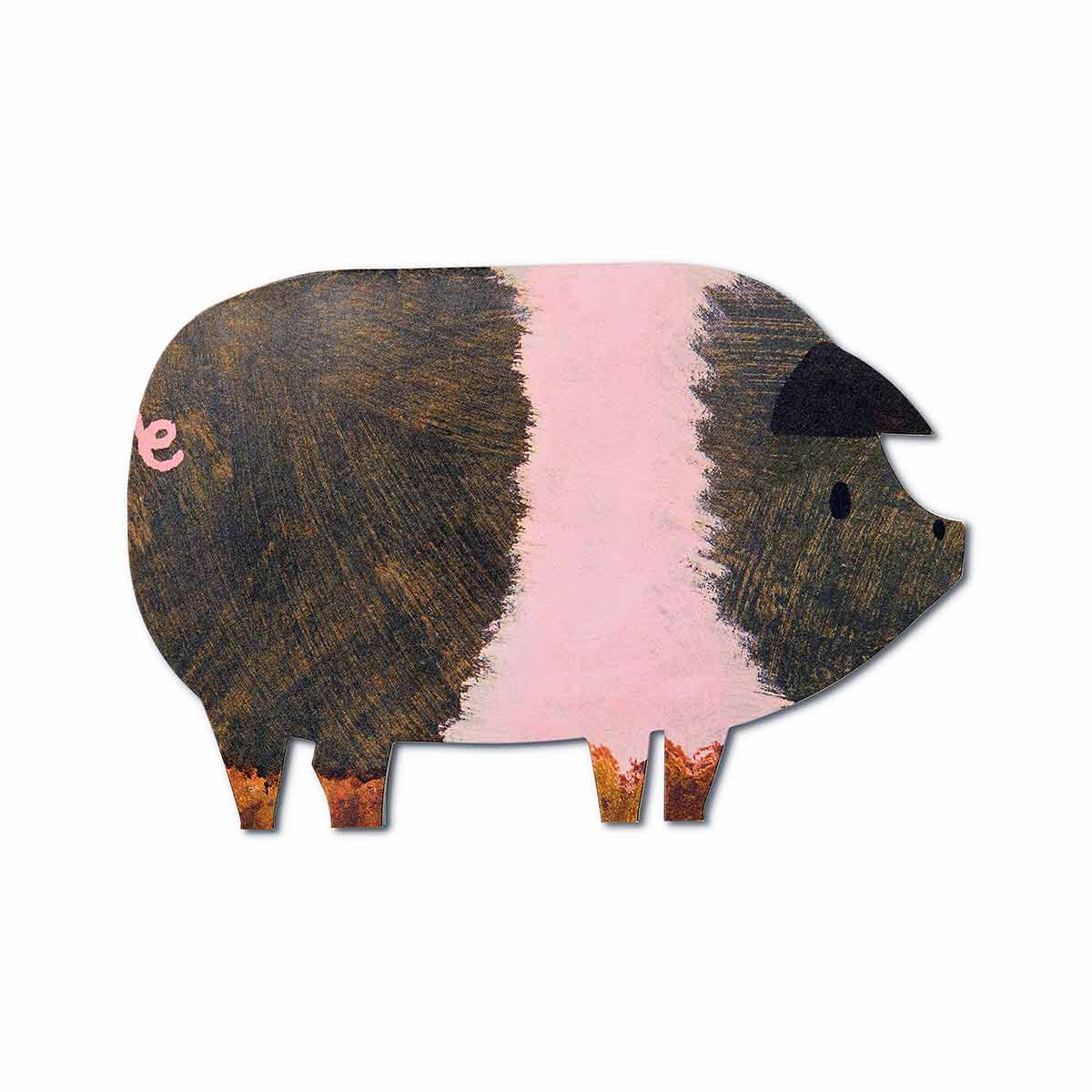 Striped Pig Shaped Greetings Card