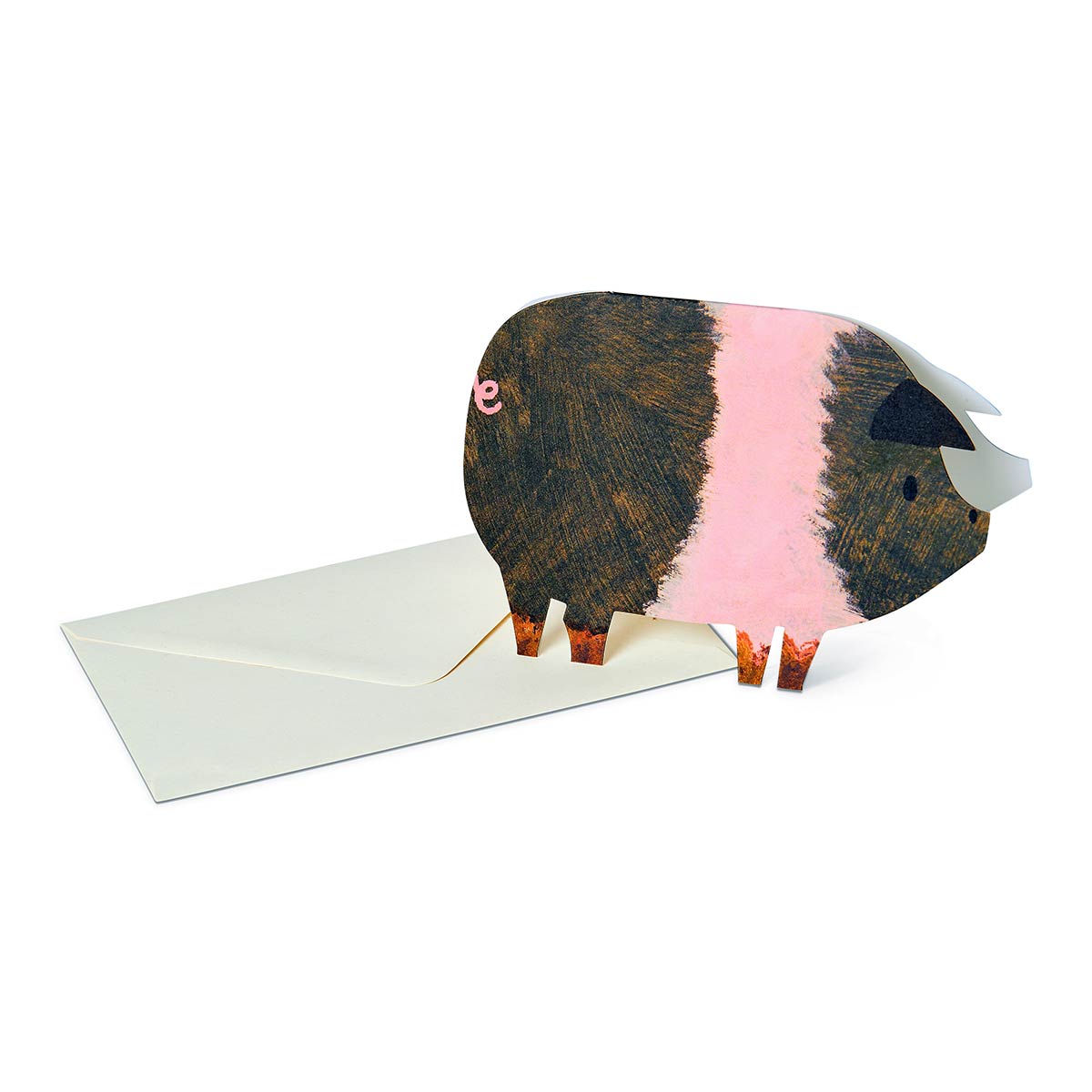 Striped Pig Shaped Greetings Card - Image 3