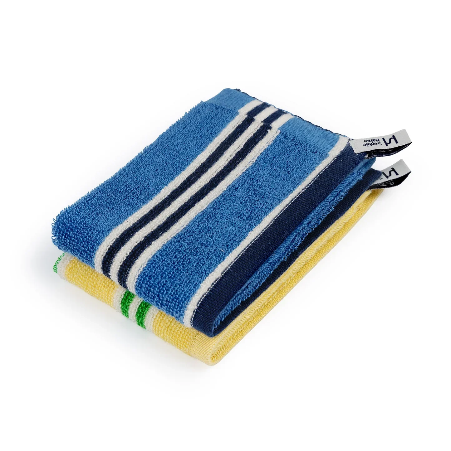 Striped Terry Flannel Washcloth - Striped Cobalt