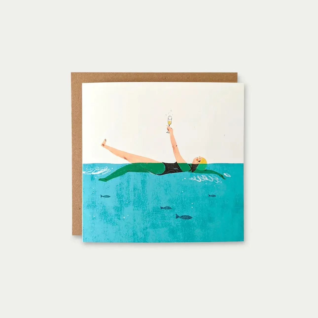 'Swim & Fizz' Greetings Card