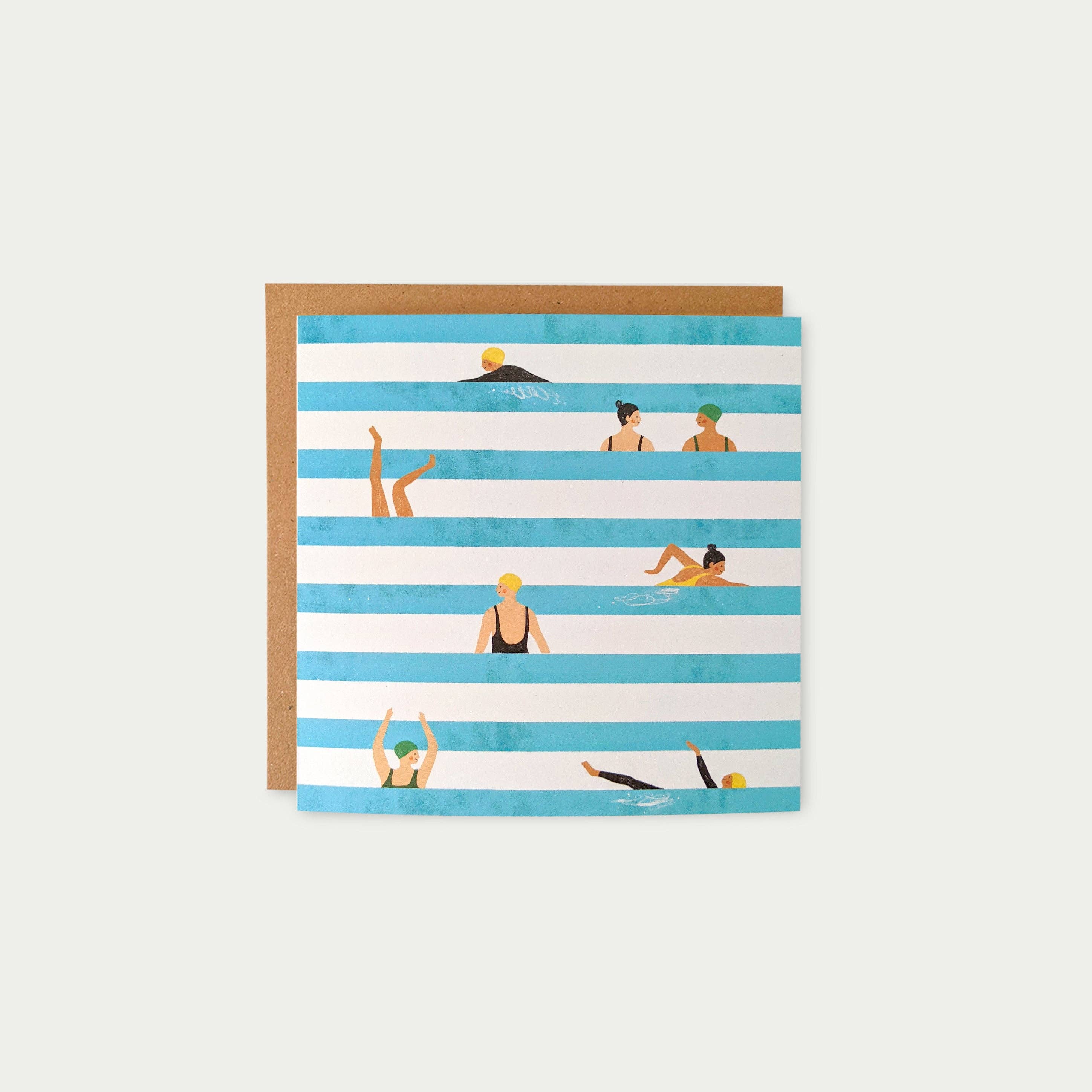 'Swimmers Stripes' Greetings Card