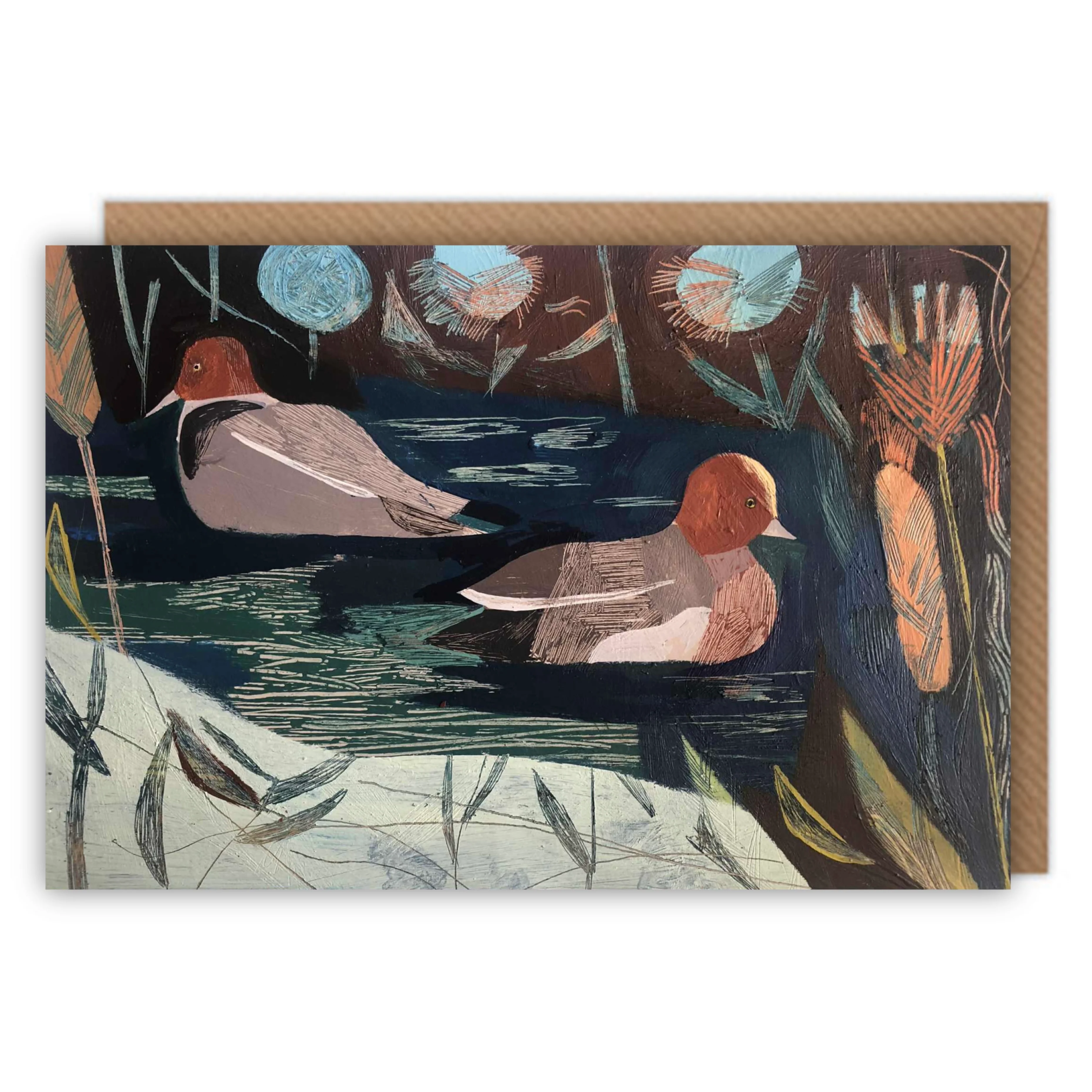 'Swimming Ducks' Greetings Card