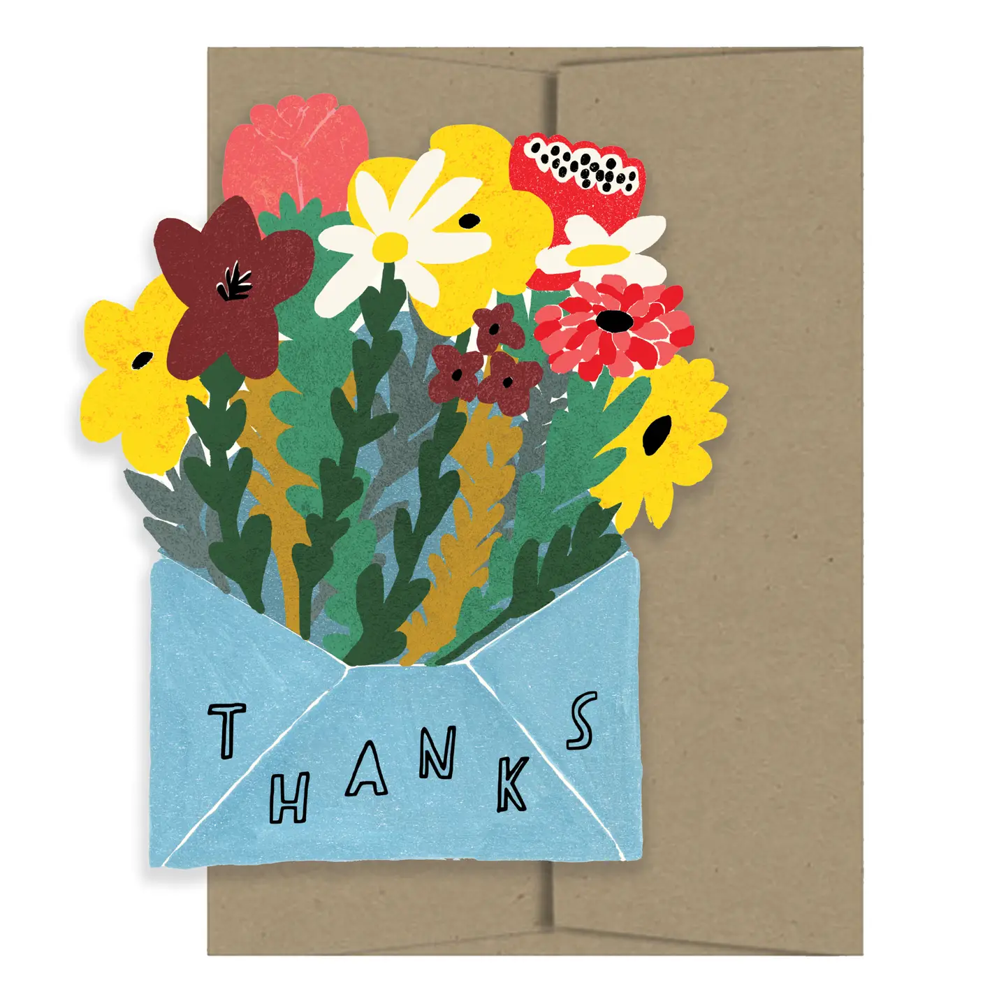 'Thanks with Flowers' Die Cut Greetings Card