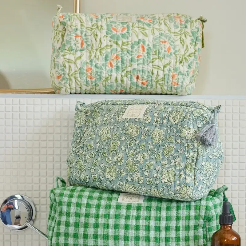 Arushi Quilted Cotton Toiletry Bag - Image 2