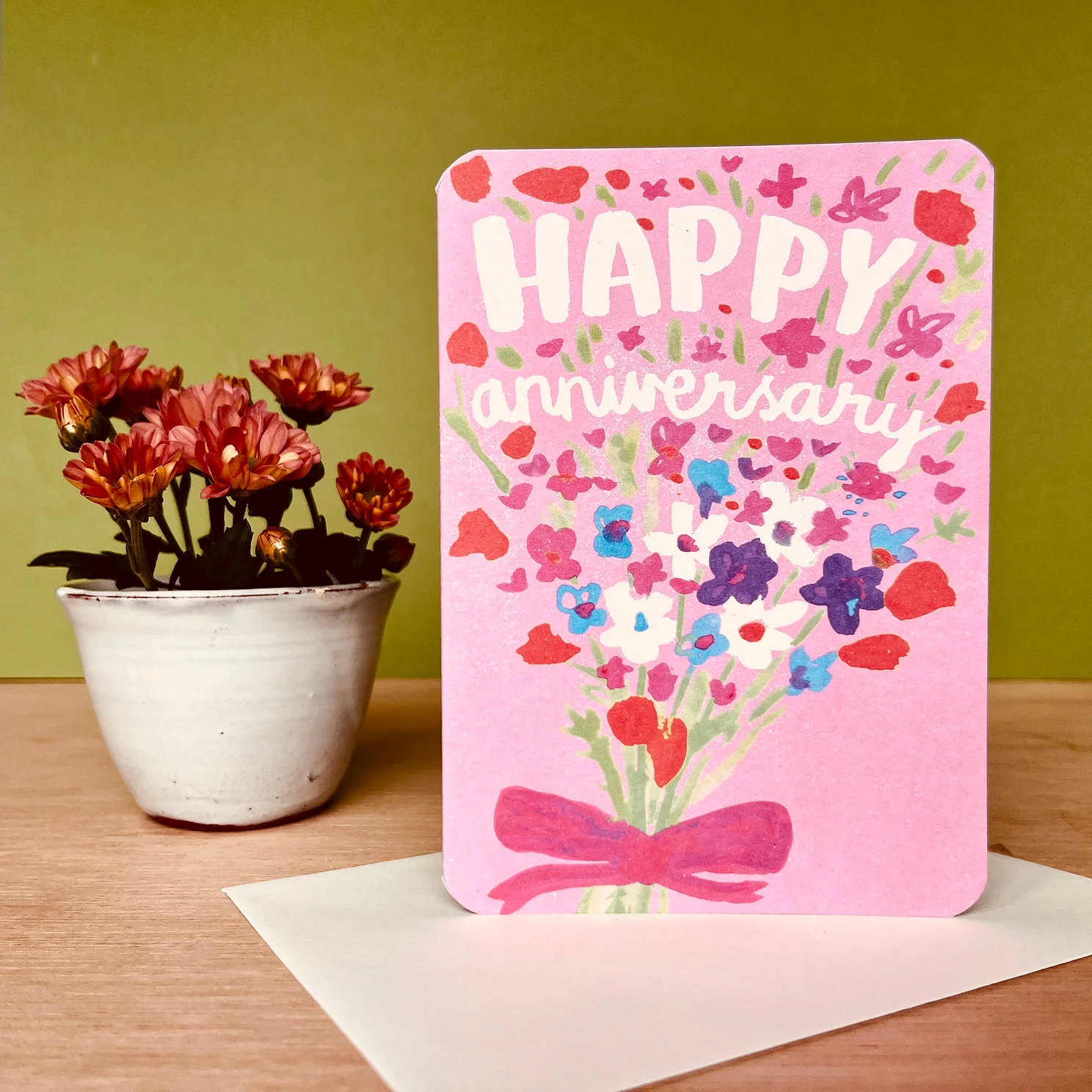 'Anniversary Flowers' Greetings Card